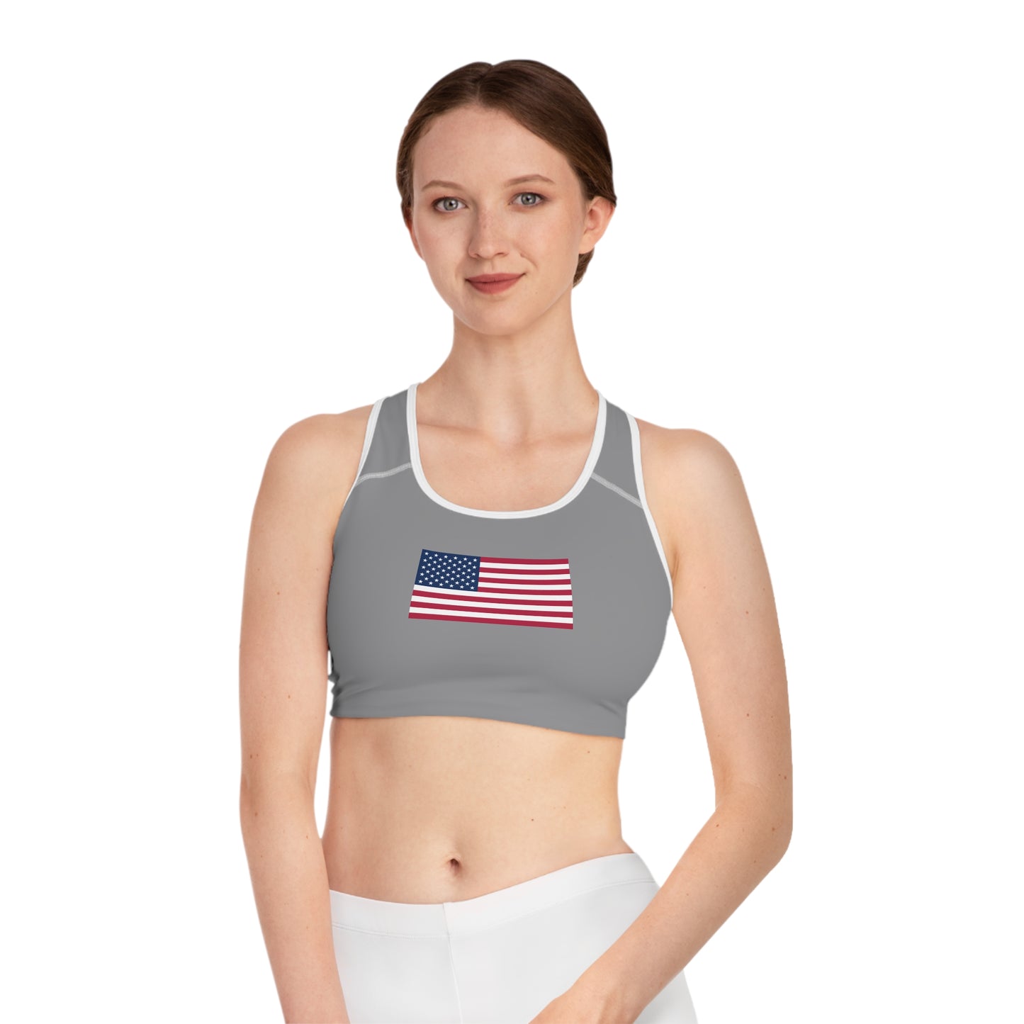Princess Grace Patriotic Sports Bra USA Flag Design for Active Lifestyle