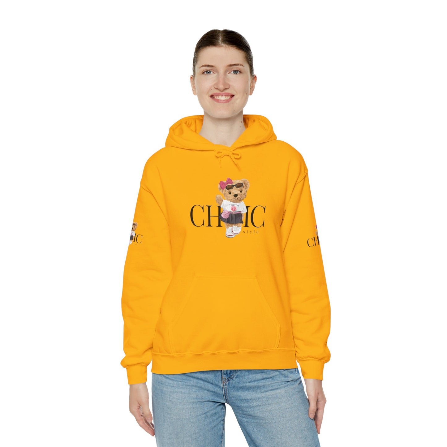 Princess Grace Chic Style Bear Unisex Hooded Sweatshirt Cute and Cozy Fashion
