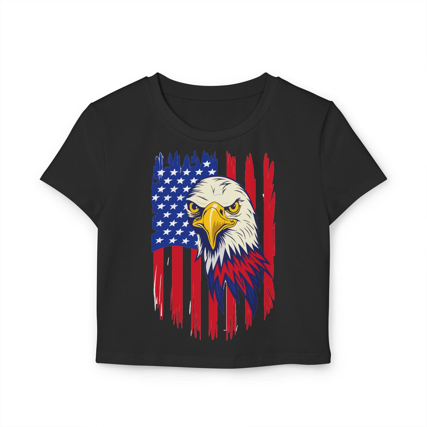 Princess Grace Patriotic Eagle Women's Baby Tee USA Graphic T-Shirt for Independence Day