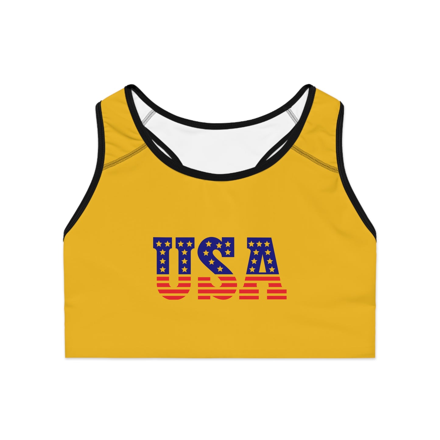 Princess Grace USA Flag Sports Bra - Perfect for Gym, Workout and Patriotic Events
