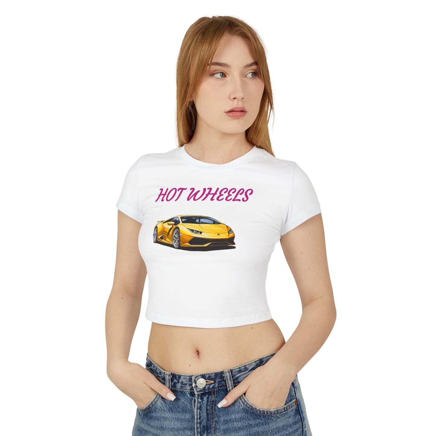 Princess Grace Women's Hot Wheels Baby Tee Cute and Stylish Car Graphic Top for Car Enthusiasts