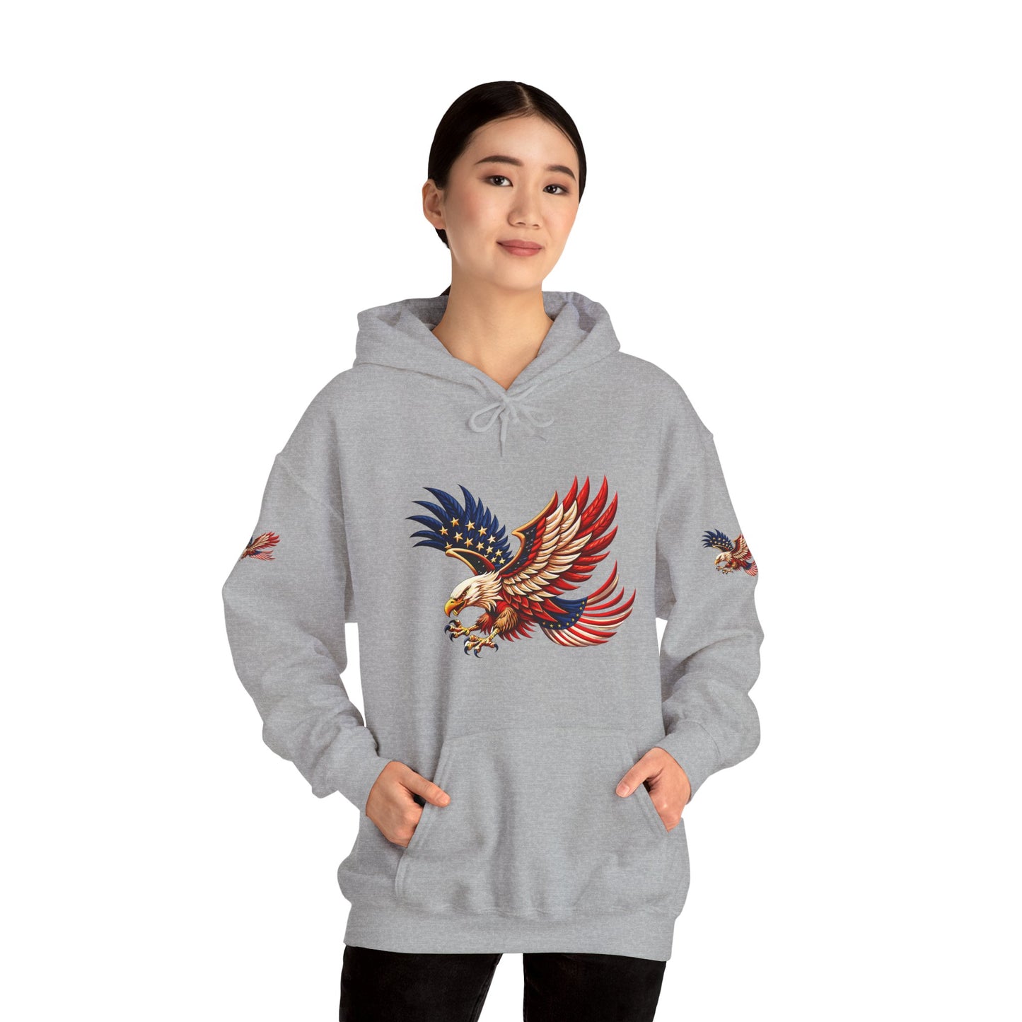 Princess grace Patriotic Eagle Hooded Sweatshirt Unisex Heavy Blend
