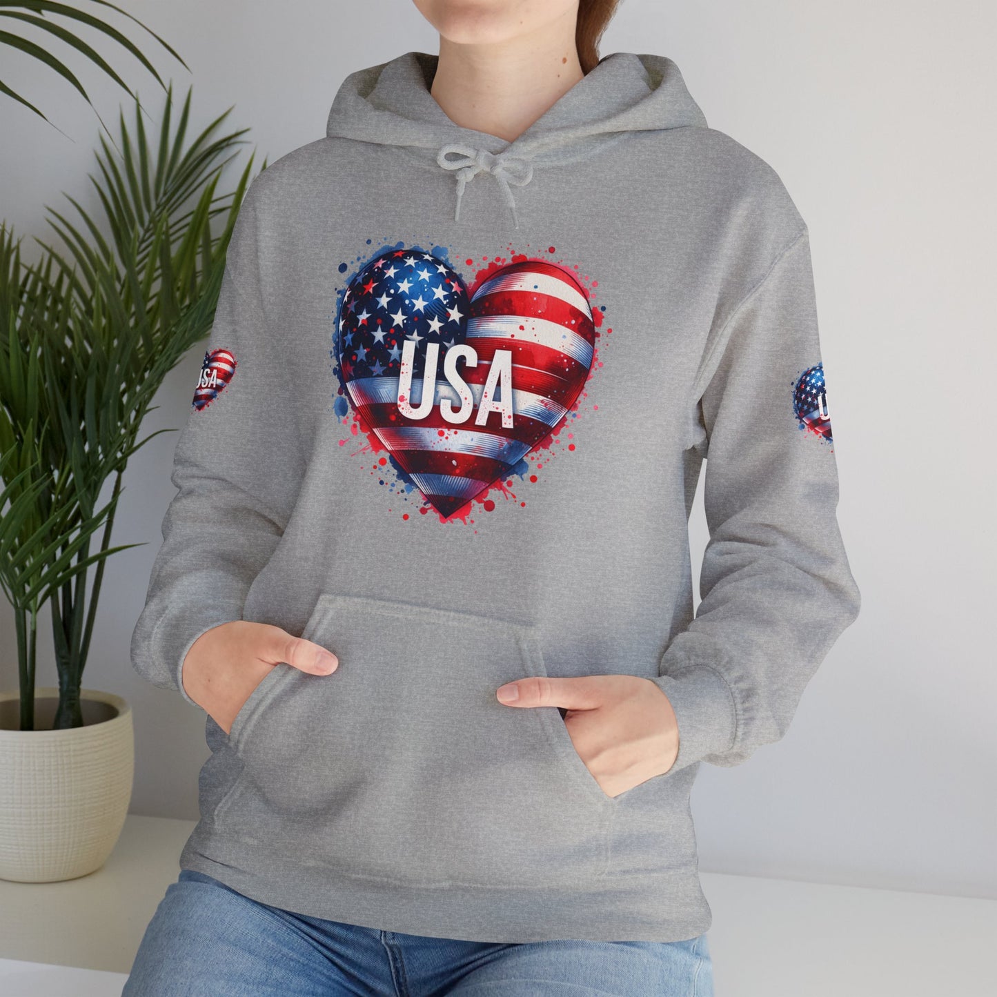 Princess Grace Patriotic Heart Hoodie for USA Lovers Unisex Heavy Blend