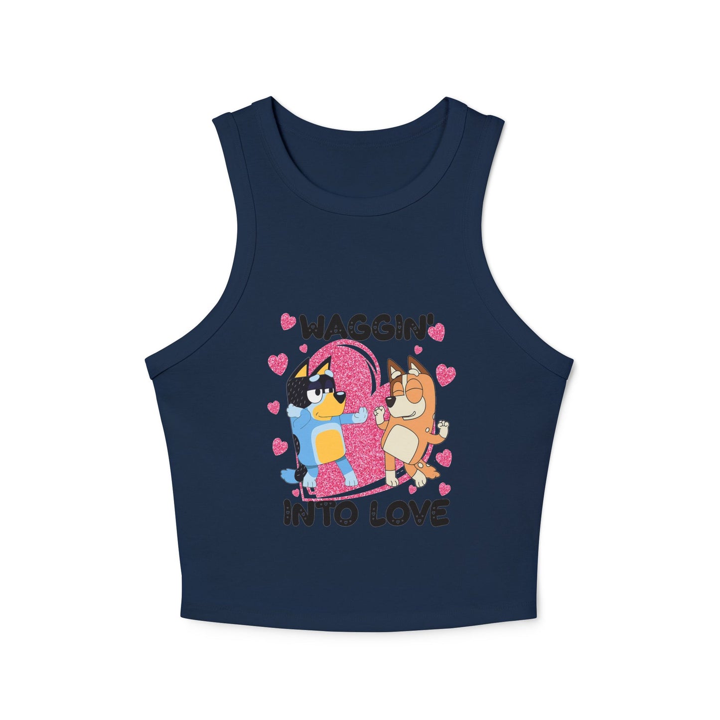 Princess Grace Bluey Waggin Into Love Women's Racer Tank Top Cute Pet-Themed Summer Apparel