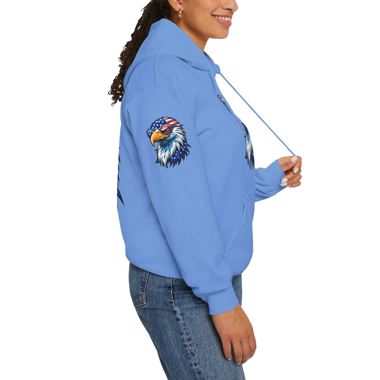 Princess Grace Patriotic Eagle Hoodie Unisex Heavy Blend Sweatshirt with USA Flag Design