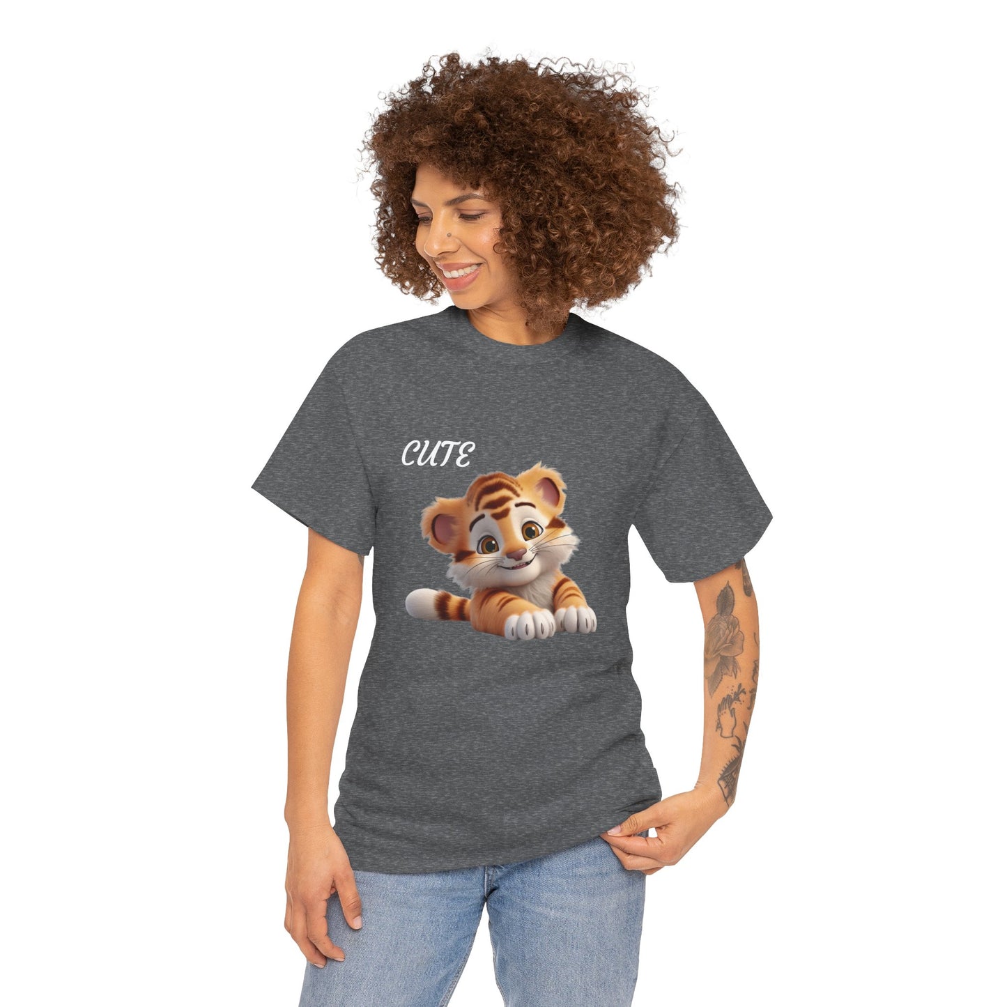 Princess Grace Cute Tiger Graphic Unisex Heavy Cotton Tee Perfect for Animal Lovers