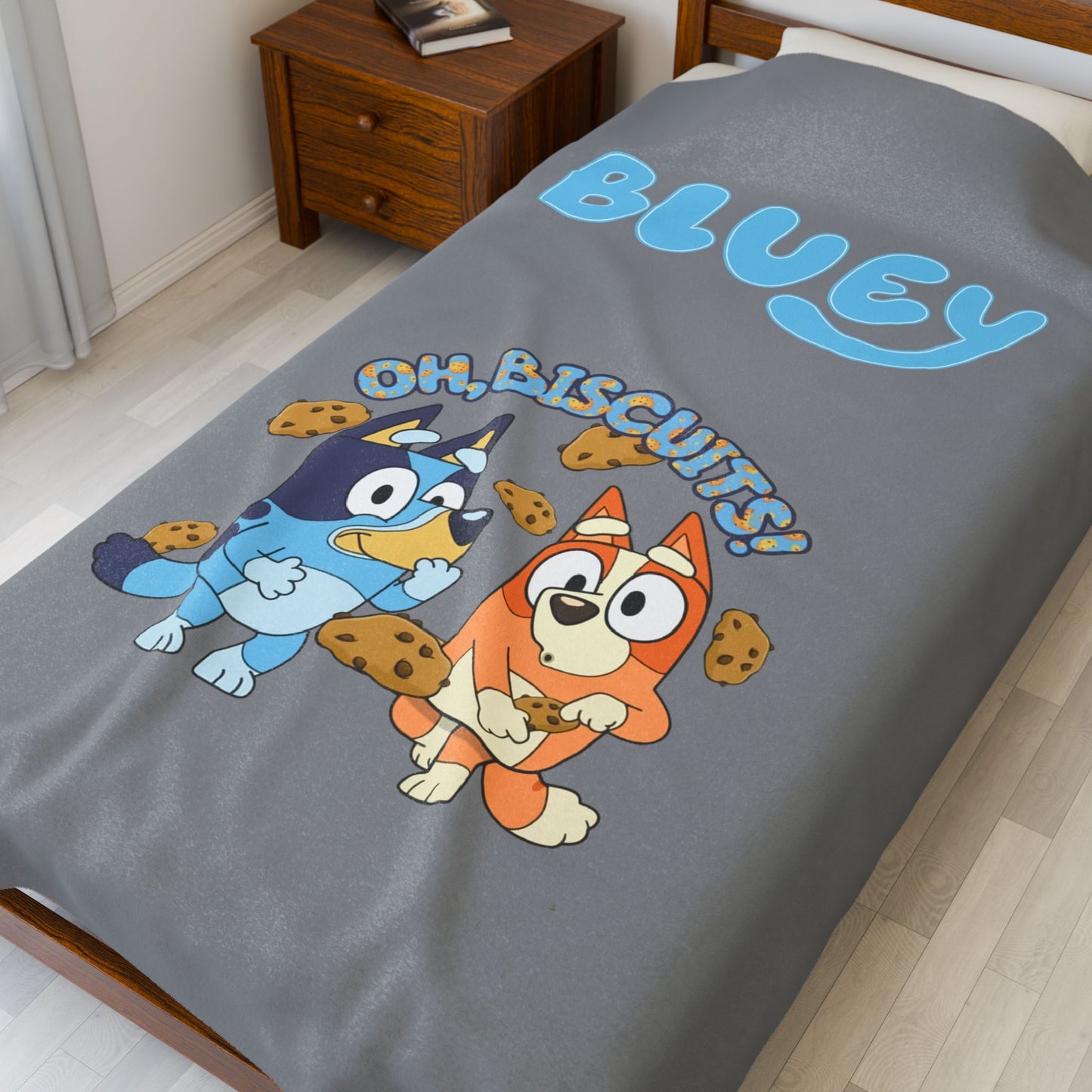 Princess Grace Bluey Oh Biscuits! Velveteen Plush Blanket Cozy Cartoon Lounging