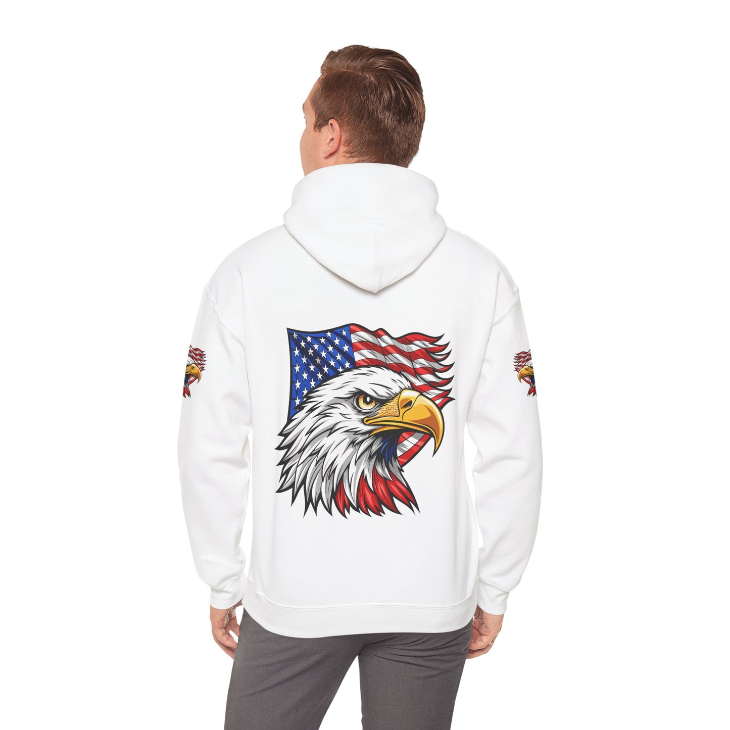 Princess Grace Patriotic Eagle Hoodie Unisex Heavy Blend Sweatshirt with American Flag Design