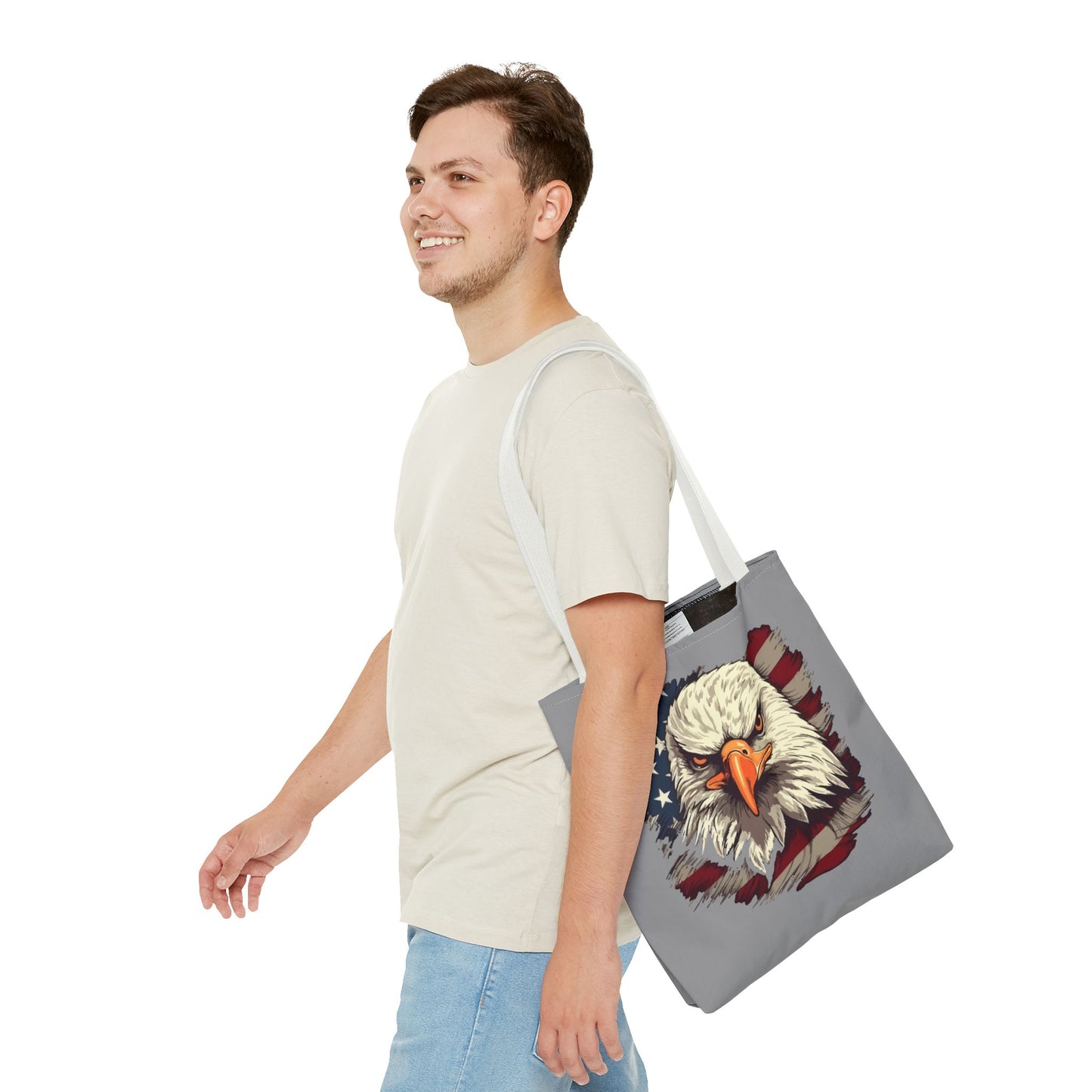 Princess Grace Patriotic Eagle Tote Bag USA Flag Design Eco Friendly Shopping Bag