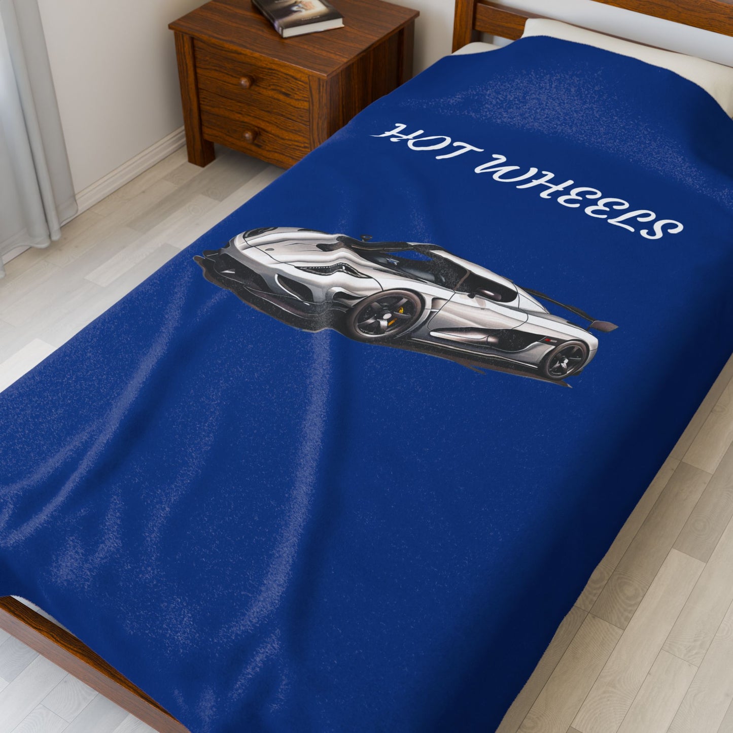 Princess Grace Hot Wheels Velveteen Plush Blanket Cozy Car Themed Throw for Kids