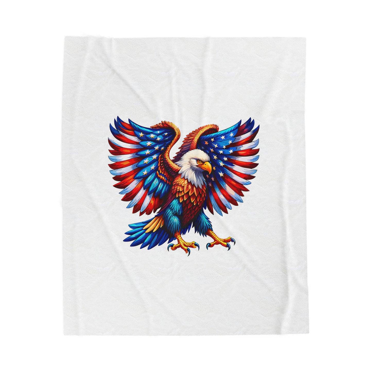 Princess Grace Patriotic Eagle Velveteen Plush Blanket Cozy Americana Home Decor