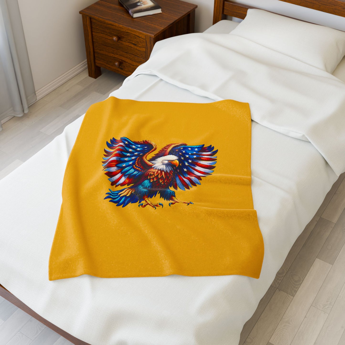 Princess Grace Patriotic Eagle Velveteen Plush Blanket Soft Throw for Home Decor & Celebrations