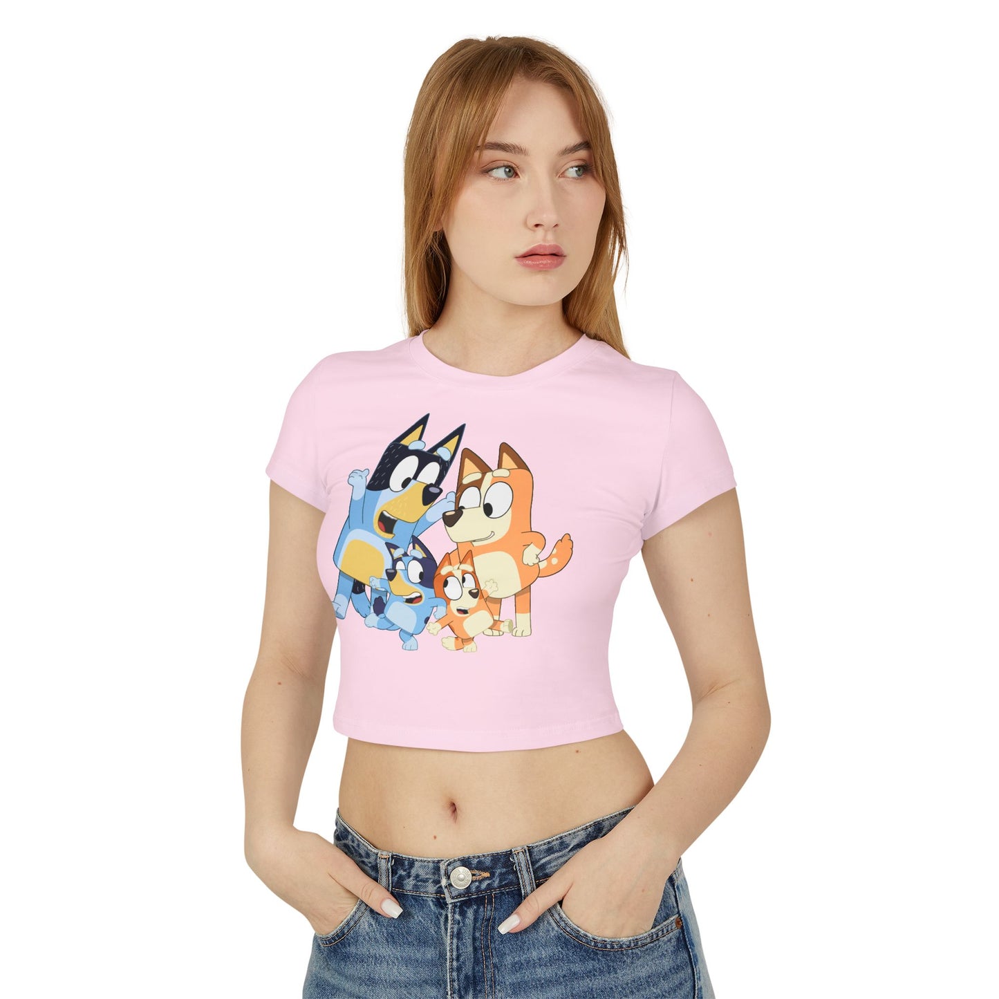 Princess Grace Bluey Family Women's Baby Tee Cute Kids' Cartoon Graphic T-Shirt