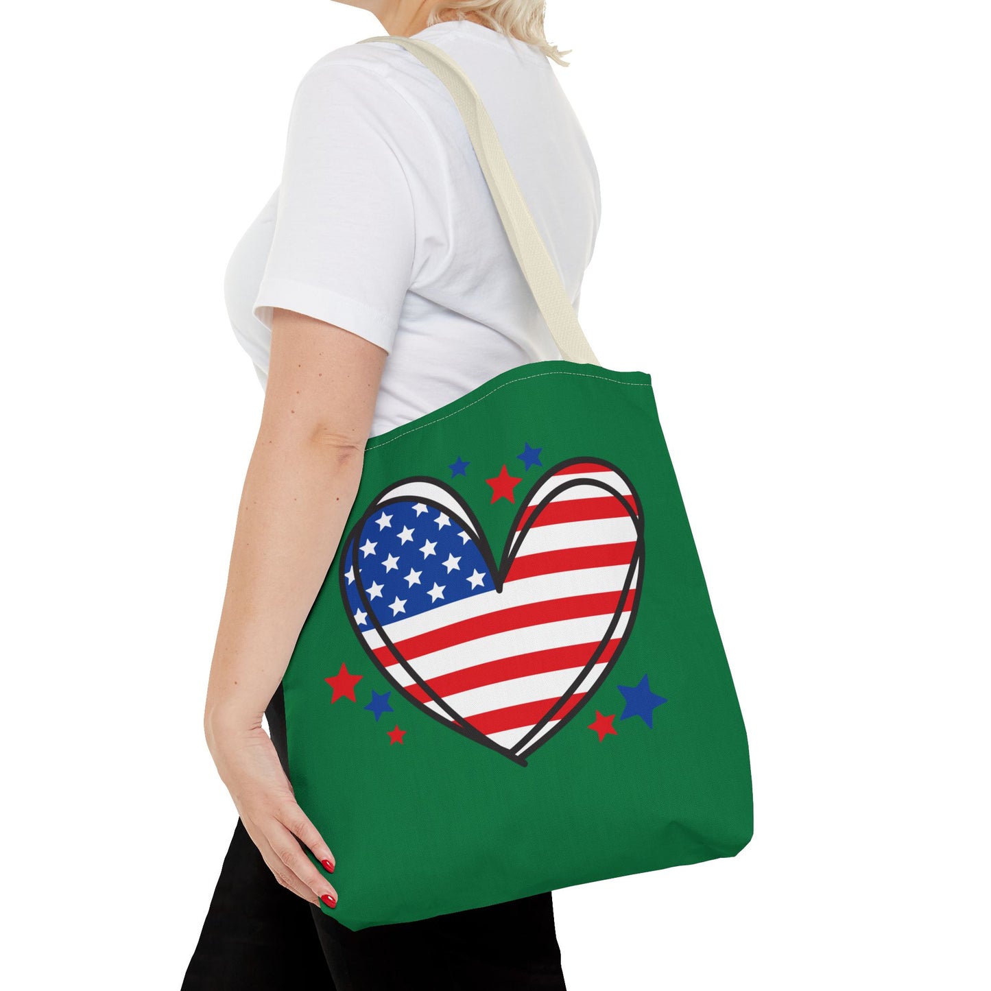 Princess Grace Patriotic Heart Tote Bag Perfect for Independence Day and Everyday Use