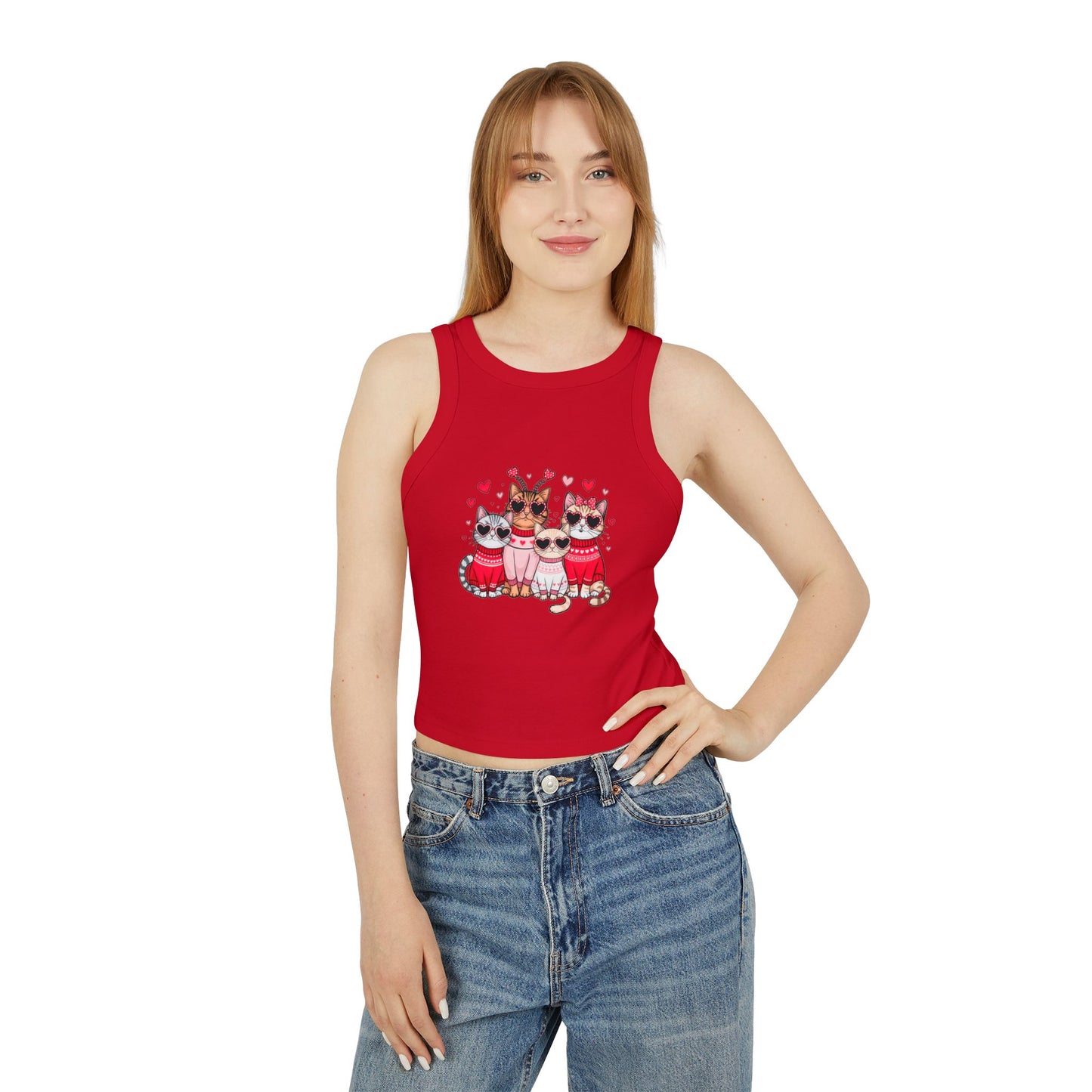Princess Grace Cute Cat Lover Women's Micro Rib Racer Tank Top Perfect for Pet Lovers