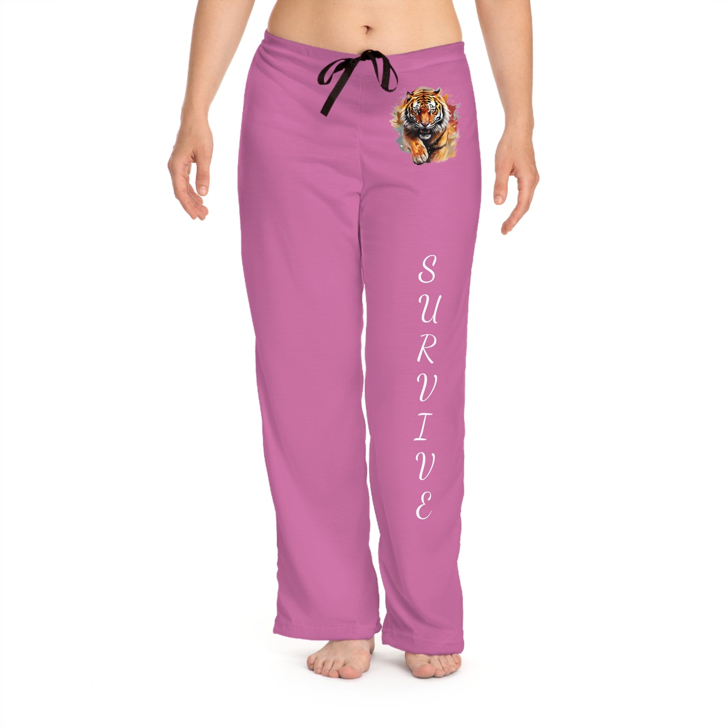 Princess Grace Survive Pajama Pants Pink Tiger Print Lounge Wear