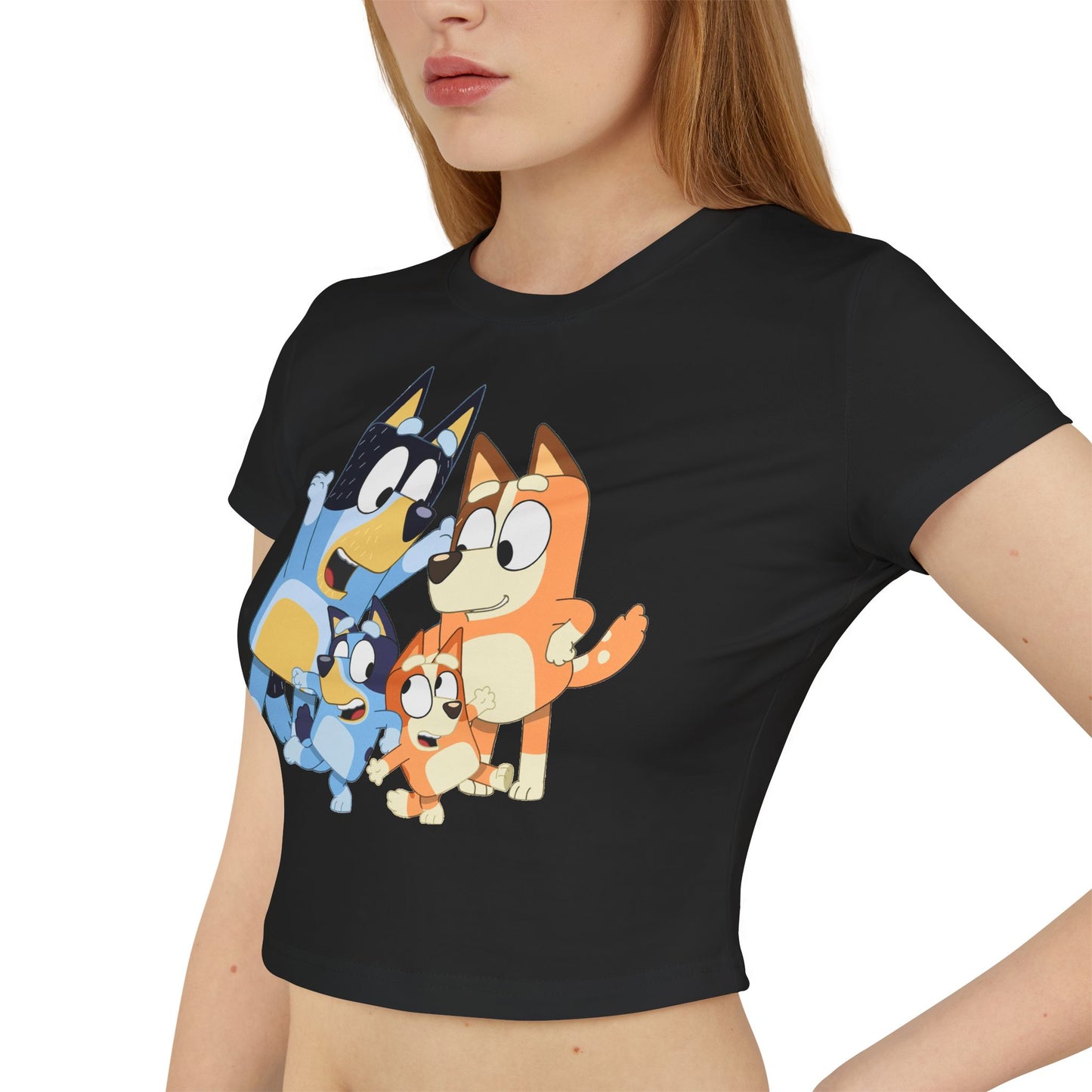 Princess Grace Bluey Family Women's Baby Tee Cute Kids' Cartoon Graphic T-Shirt