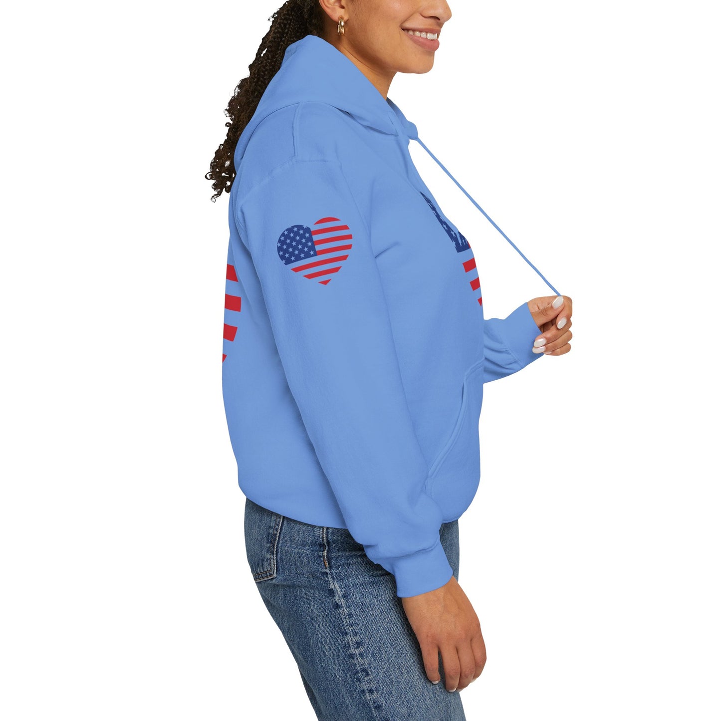 Princess Grace Patriotic Heart Design Unisex Hoodie Perfect for Holidays and Celebrations