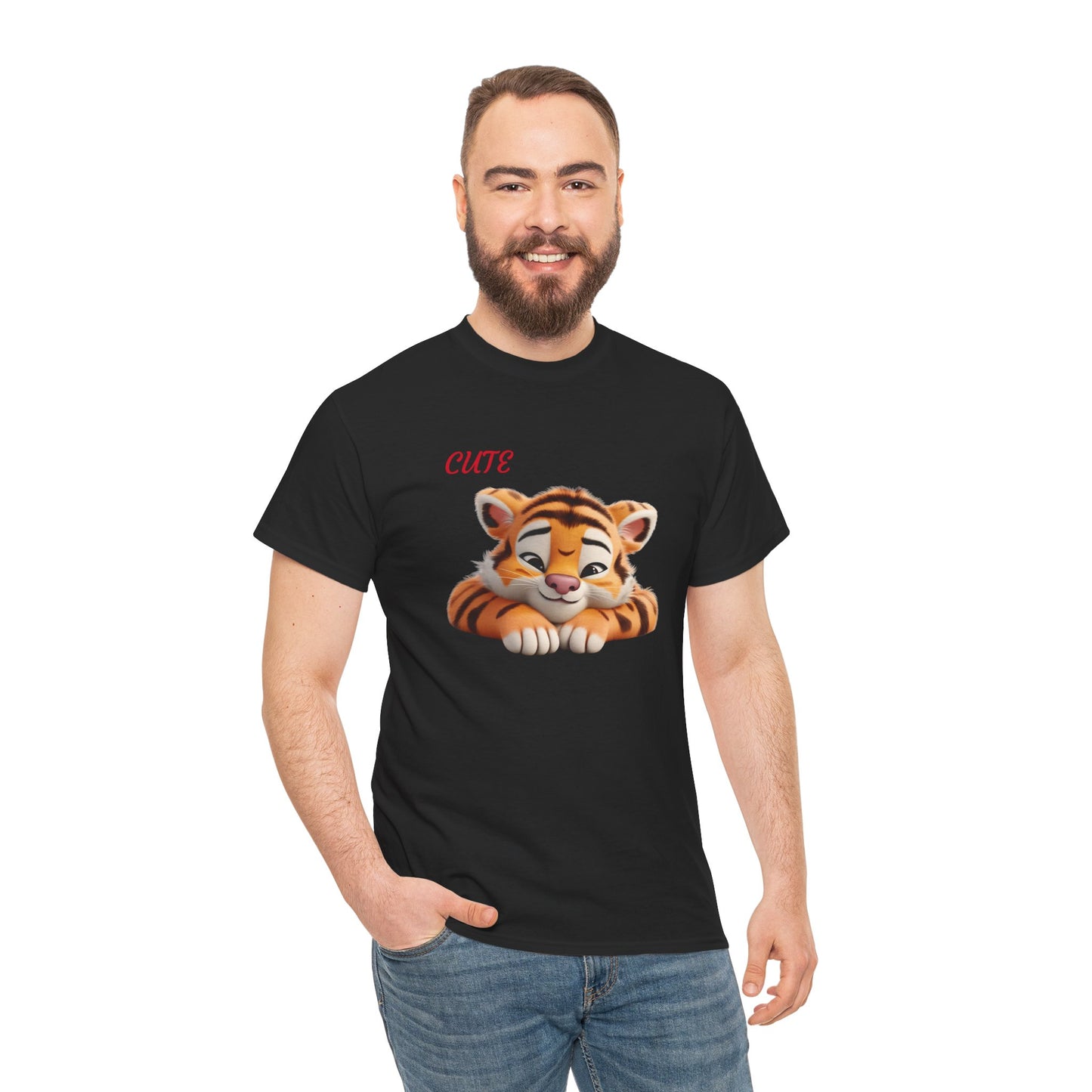 Princess Grace Cute Tiger Graphic Unisex Heavy Cotton Tee Perfect for Animal Lovers and Everyday Comfort