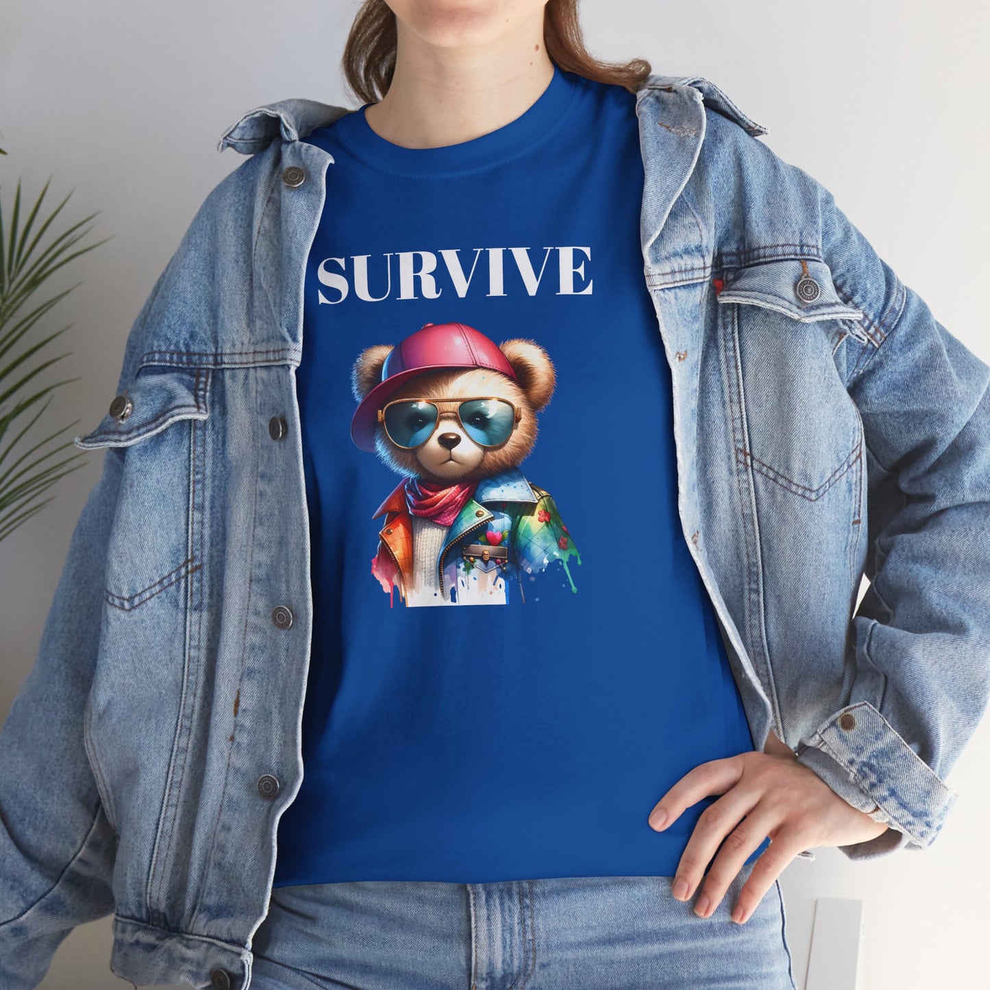 Princess Grace Survive Bear Unisex Heavy Cotton Tee Cool Graphic T-Shirt for Casual Style