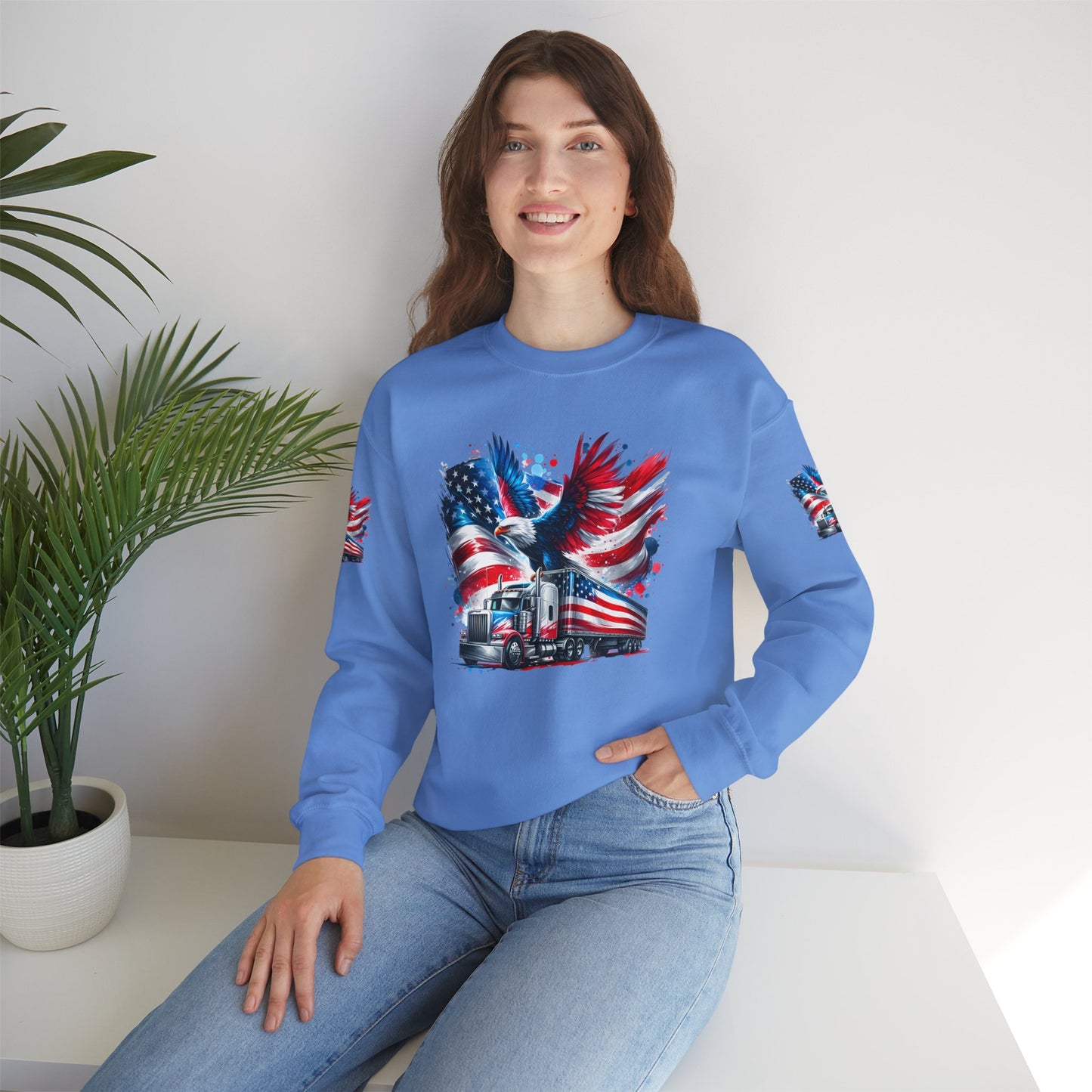 Princess Grace Patriotic Eagle Sweatshirt Unisex Heavy Blend Crewneck for Independence Day Veteran's Day & Everyday Comfort