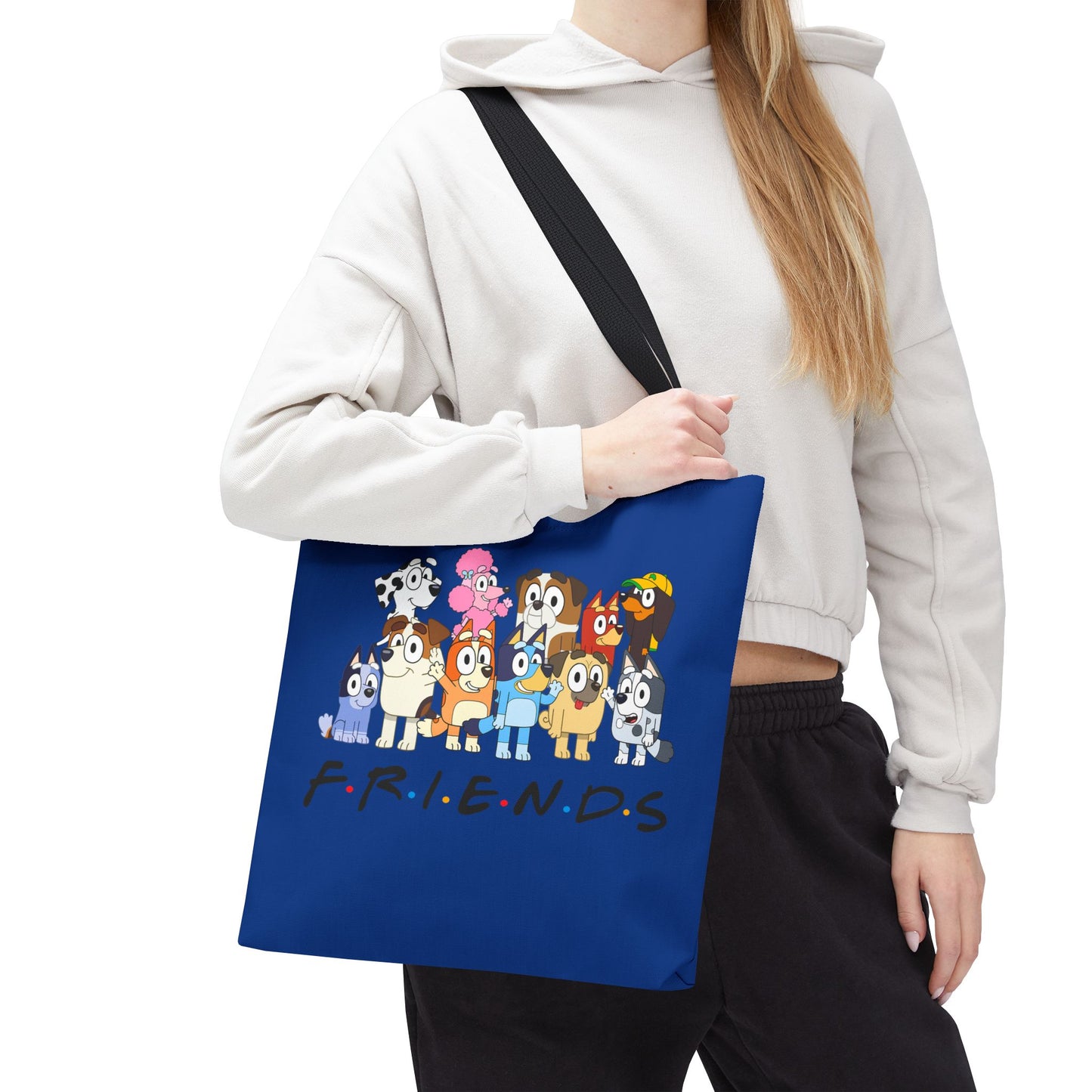 Princess Grace Bluey F.R.I.E.N.D.S. Cartoon Dog Tote Bag Fun & Playful Accessory for Dog Lovers
