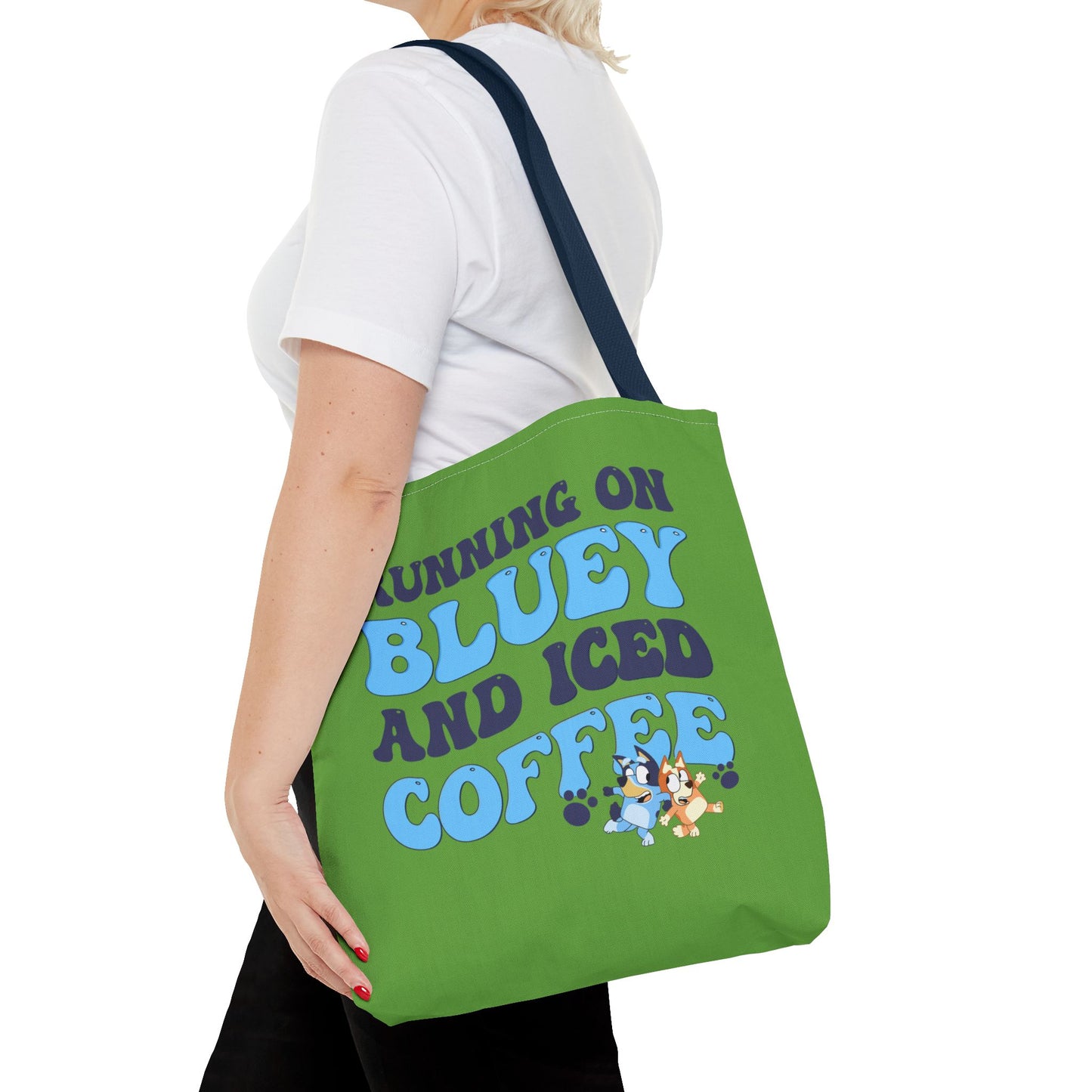 Princess Grace Bluey Coffee Lover Tote Bag Running on Bluey and Iced Coffee
