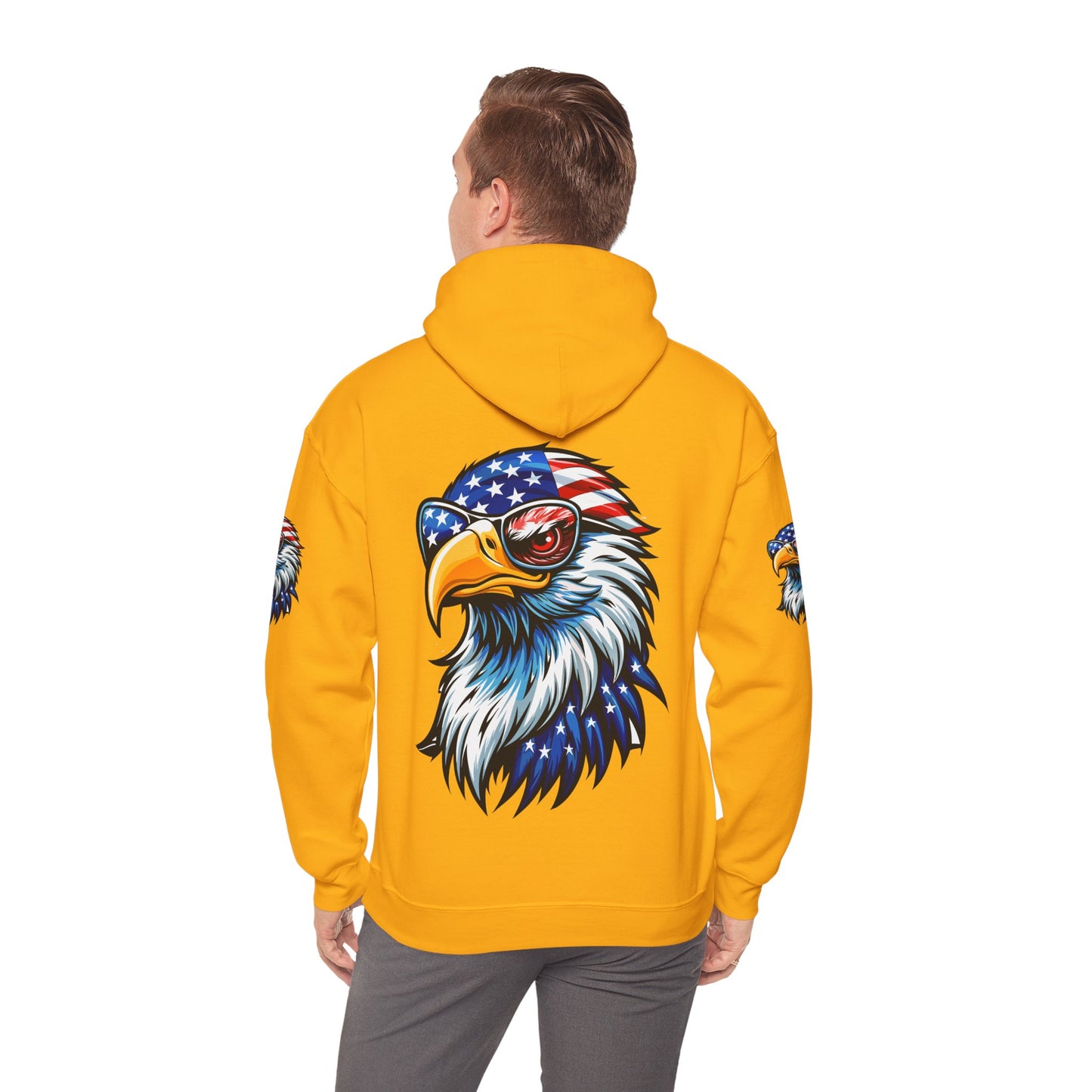 Princess Grace Patriotic Eagle Hoodie Unisex Heavy Blend Sweatshirt with USA Flag Design