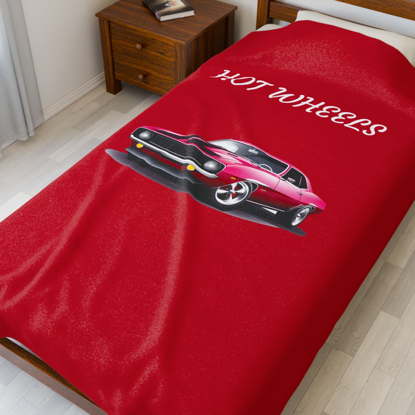 Princess Grace Hot Wheels Velveteen Plush Blanket Cozy Red Car Throw for Kids and Car Enthusiasts