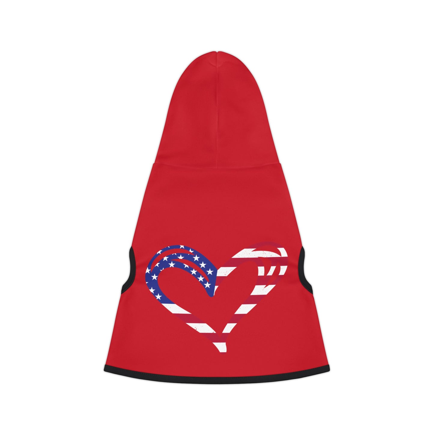 Princess Grace Red Heart American Flag Pet Hoodie Perfect for Patriotic Celebrations