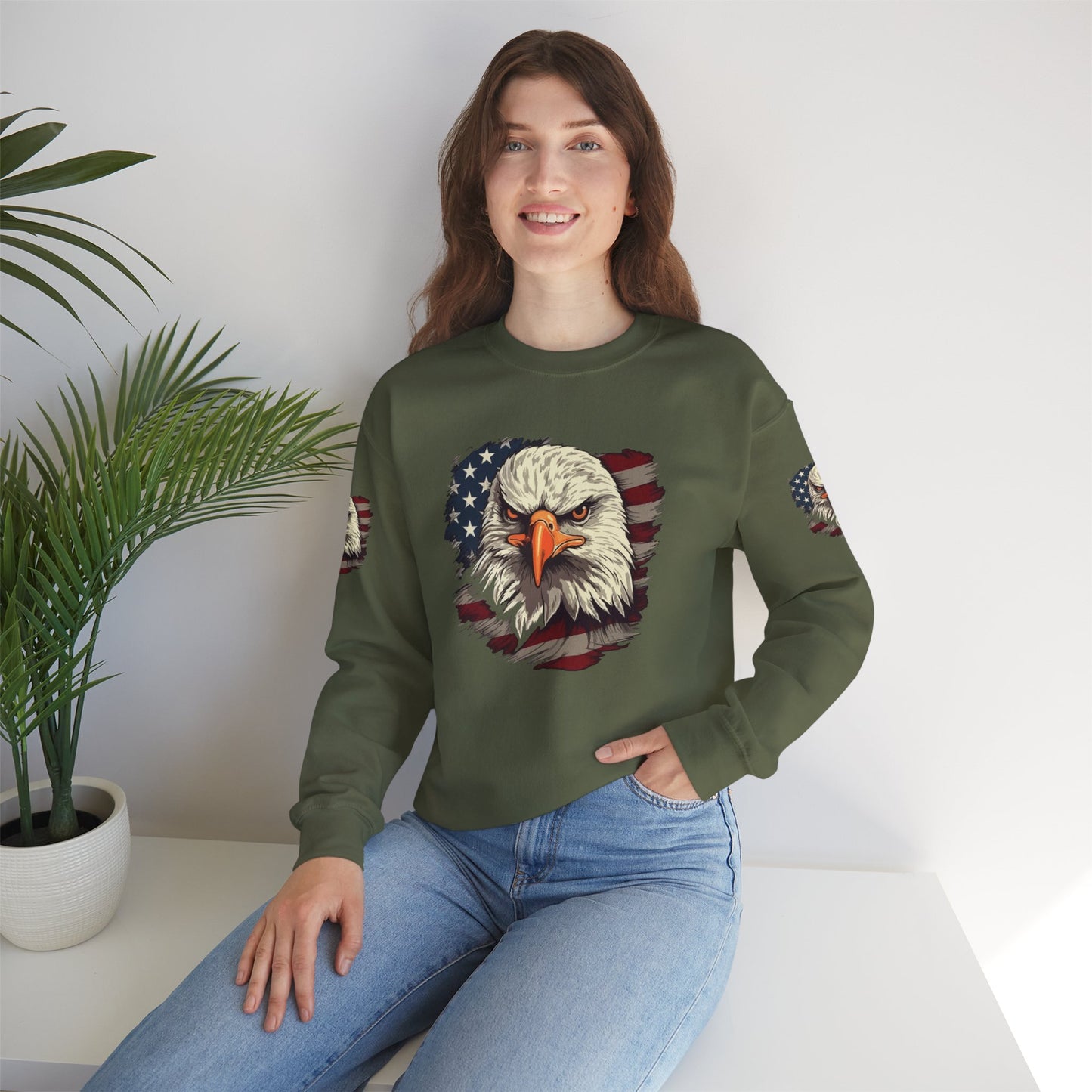 Princess Grace Patriotic Eagle Crewneck Sweatshirt Unisex Heavy Blend