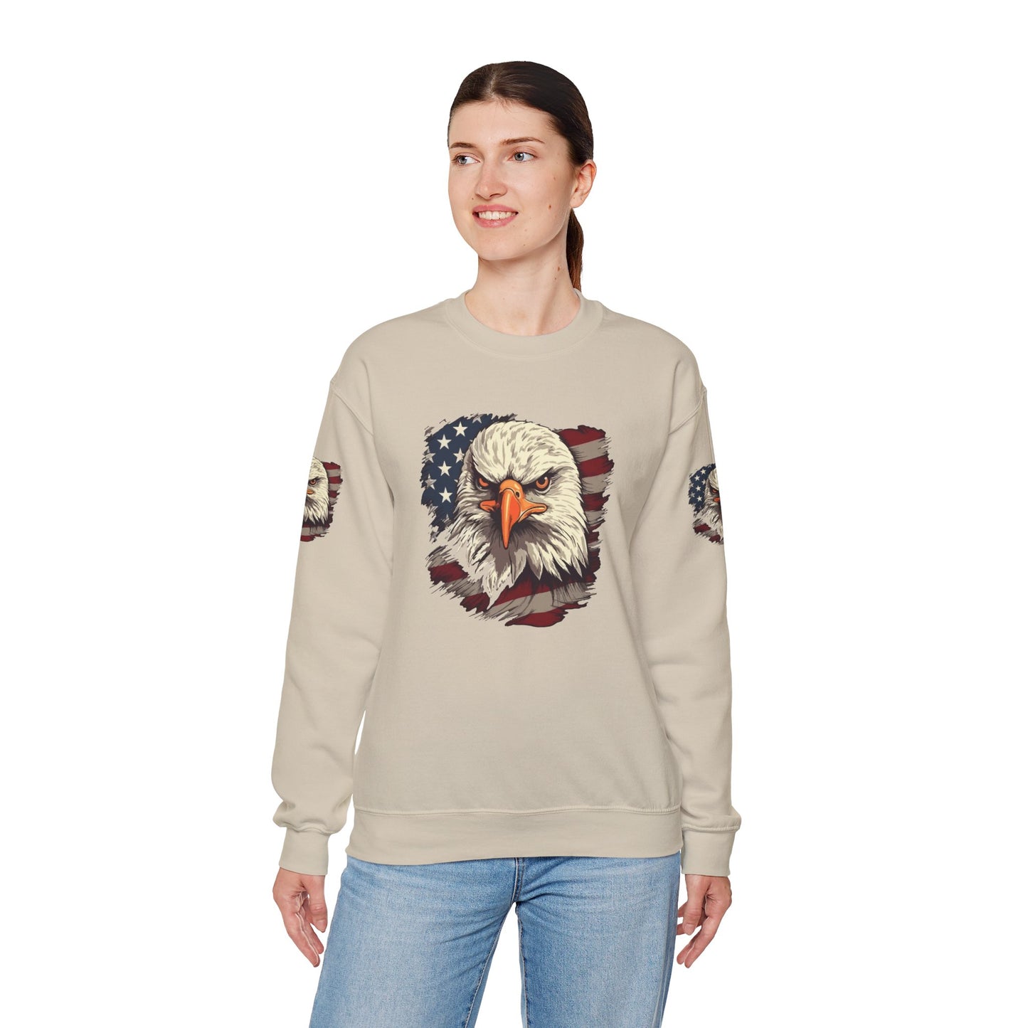 Princess Grace Patriotic Eagle Crewneck Sweatshirt Unisex Heavy Blend