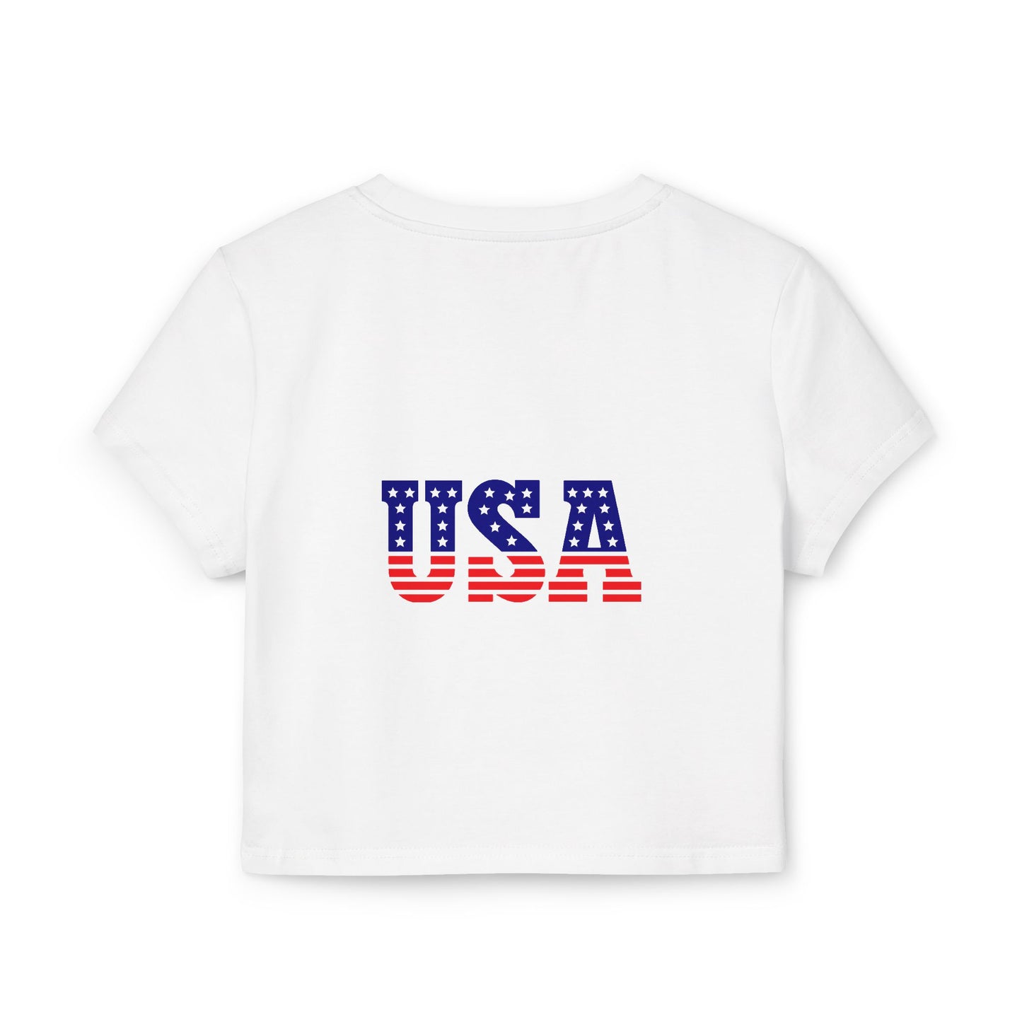 Princess Grace USA Heart Women's Baby Tee Patriotic Crop Top for Independence Day