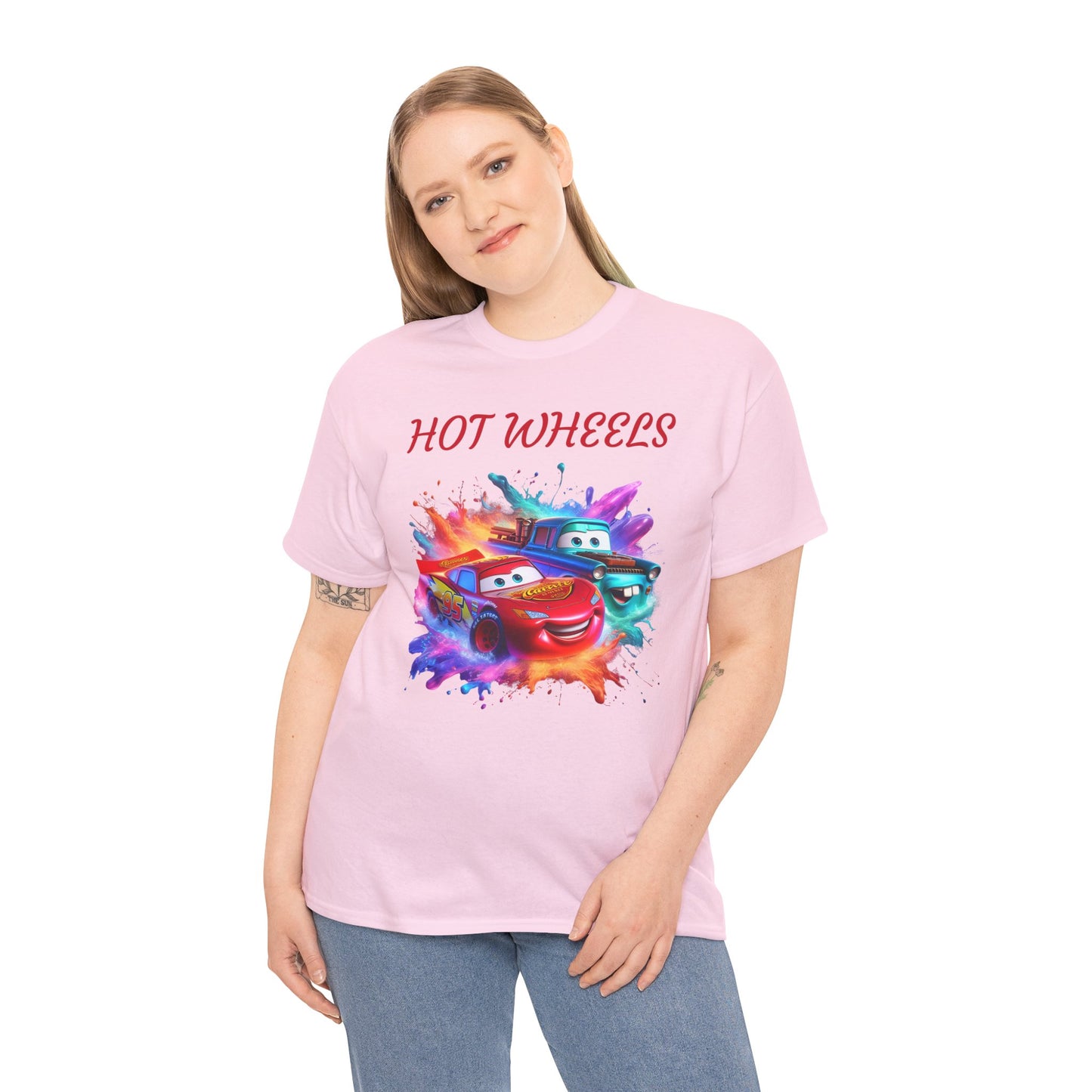 Princess Grace Hot Wheels Cotton Tee Fun and Colorful Graphic T-Shirt for Car Lovers