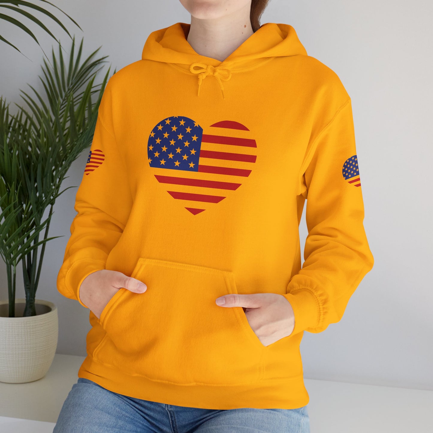 Princess Grace Patriotic Heart Design Unisex Hoodie Perfect for Holidays and Celebrations