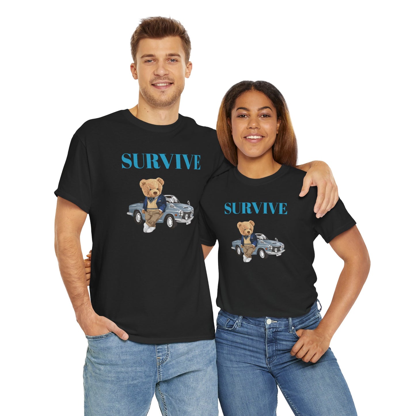 Princess Grace Survive Bear Unisex Heavy Cotton Tee Casual Comfort for Animal Lovers