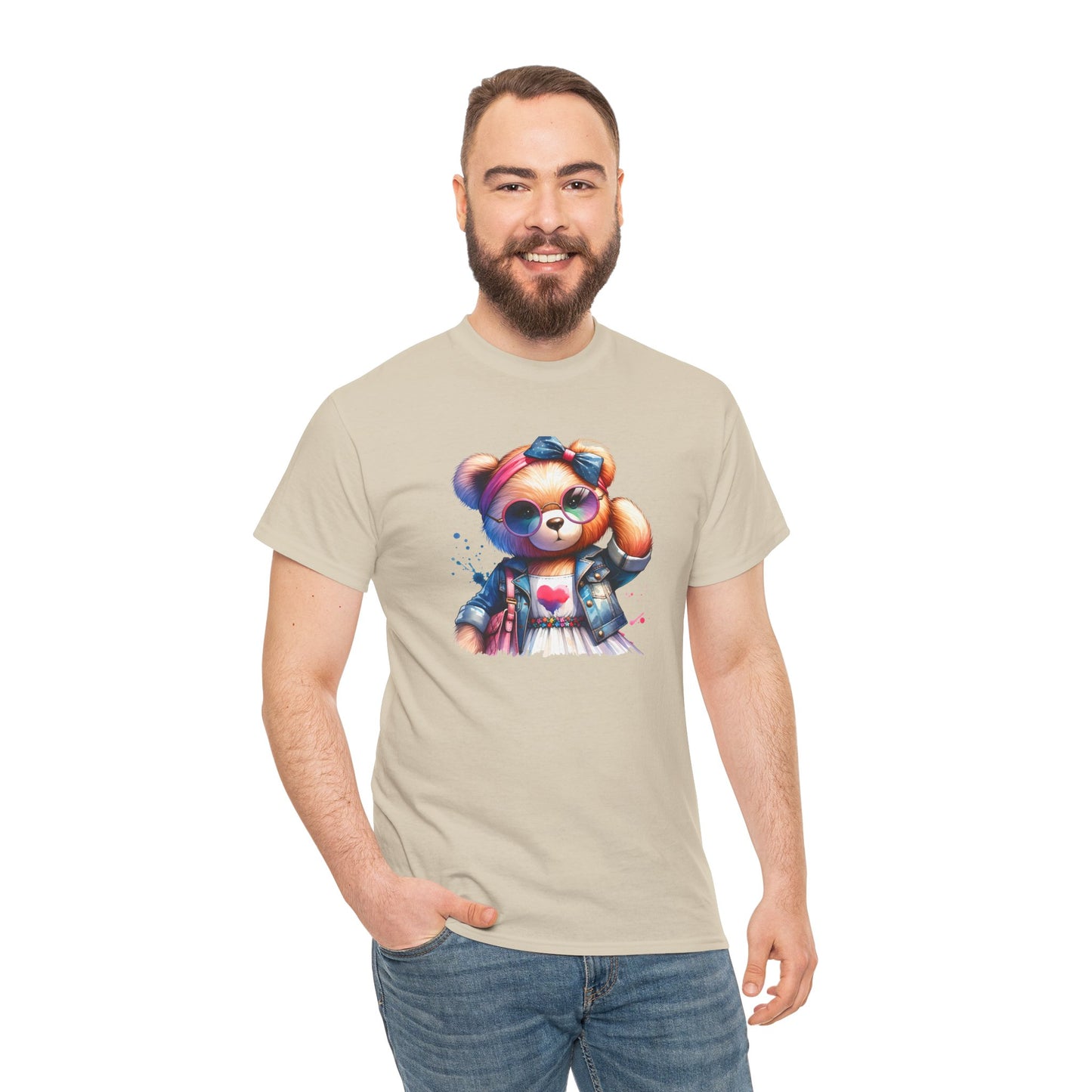 Princess Grace Cute Teddy Bear Unisex Heavy Cotton Tee Playful Graphic T-Shirt for All Ages