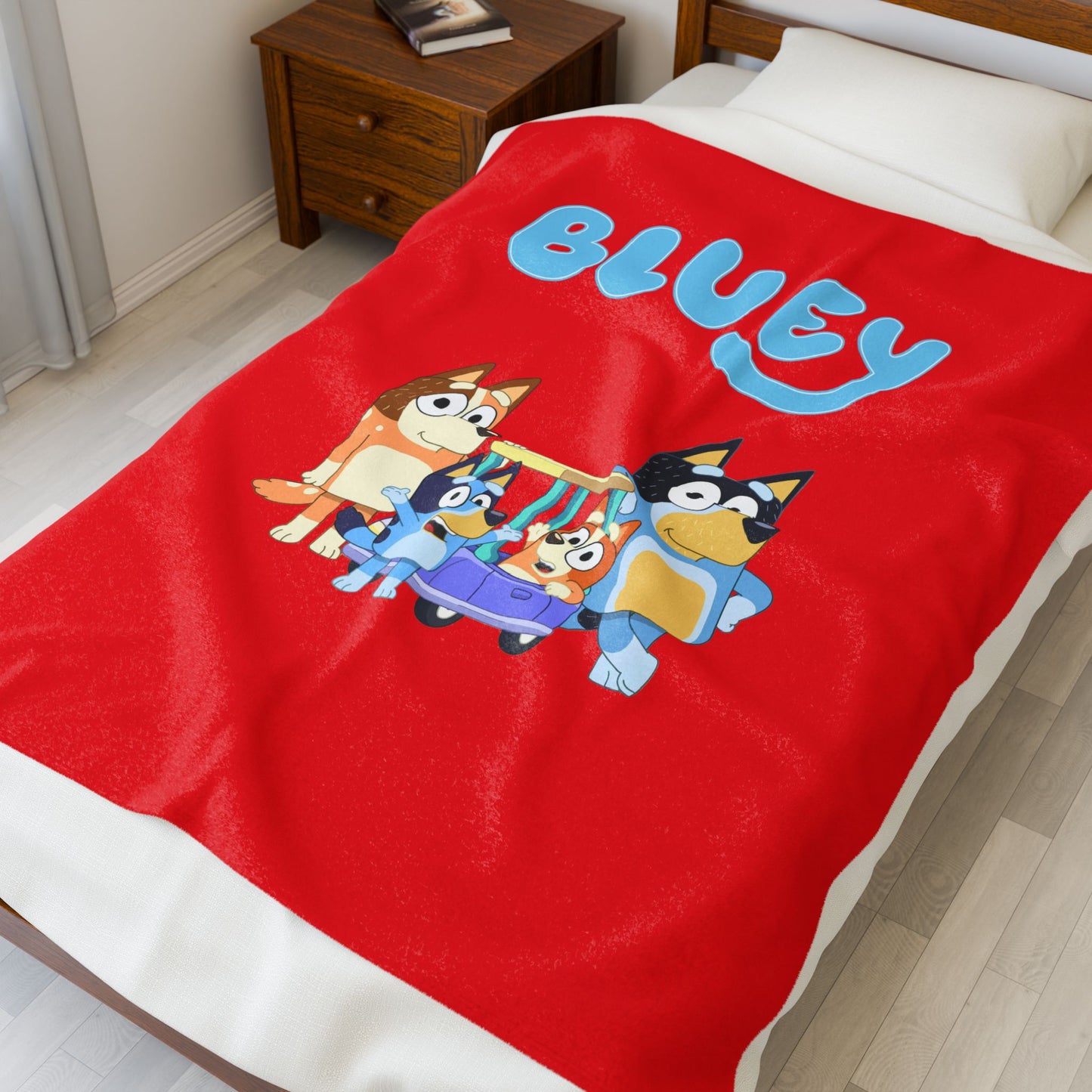 Princess Grace Bluey Velveteen Plush Blanket Cozy Cartoon Throw for Kids
