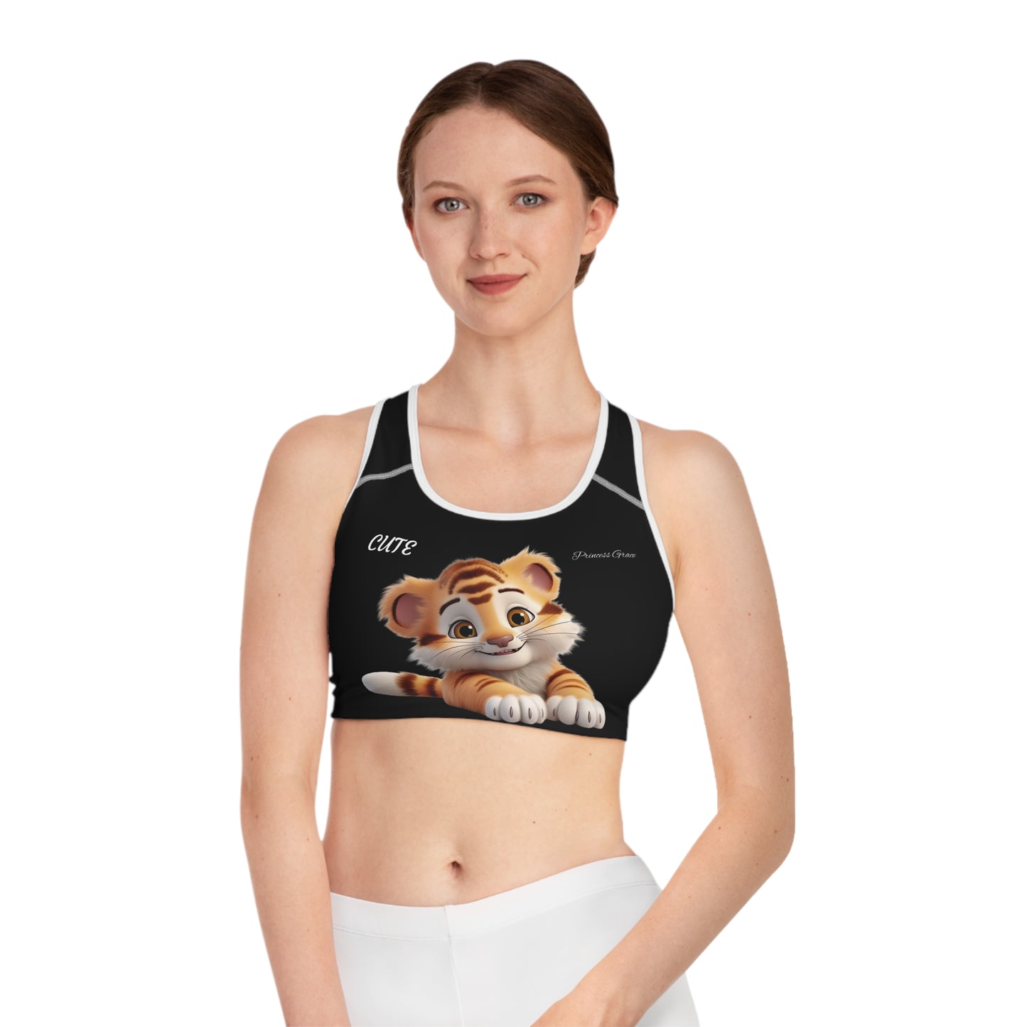 Princess Grace Cute Tiger Sports Bra for Active Women