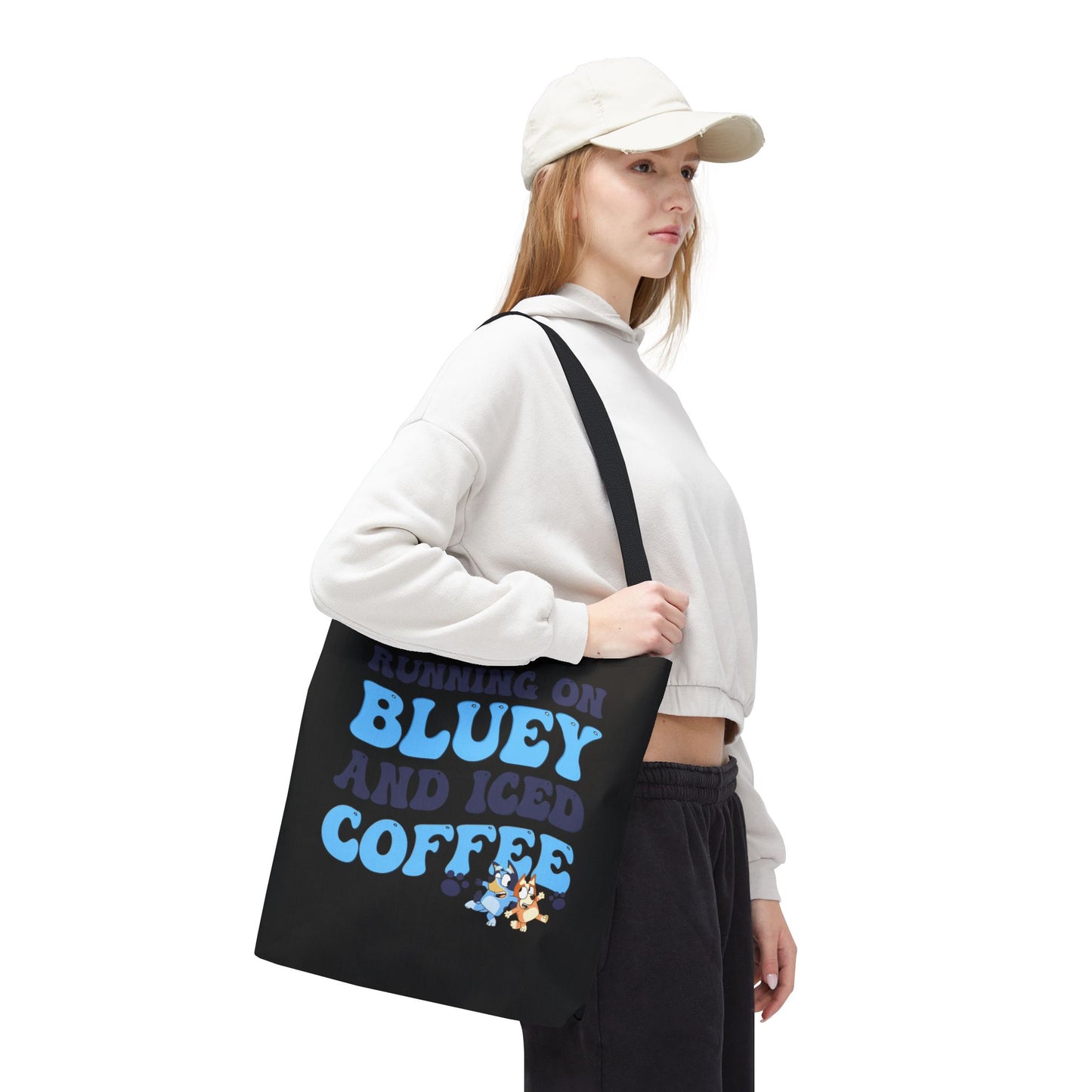 Princess Grace Running on Bluey and Iced Coffee Tote Bag Fun & Functional for Moms and Kids