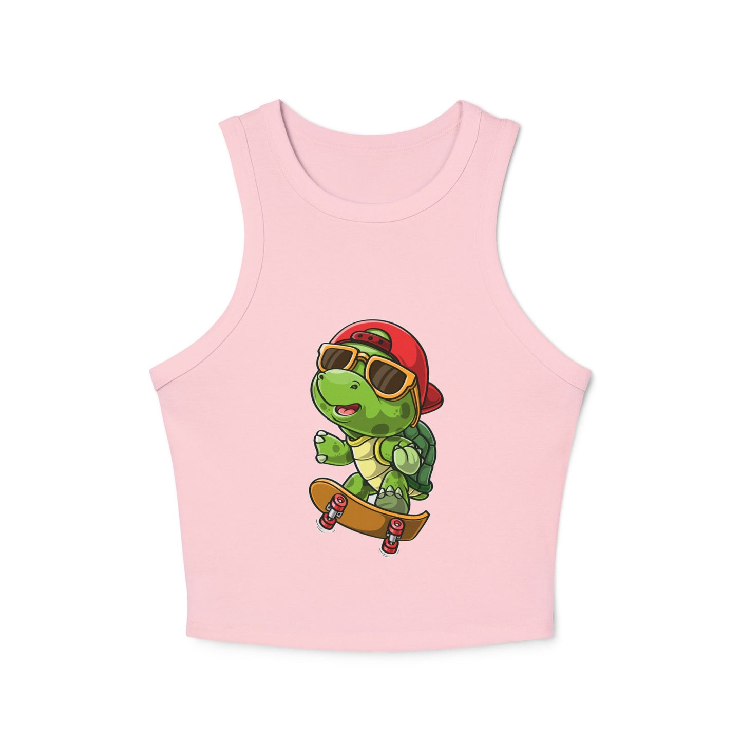 Princess Grace Cool Skateboarding Turtle Women's Racer Tank Top Cute Design for Summer Vibes