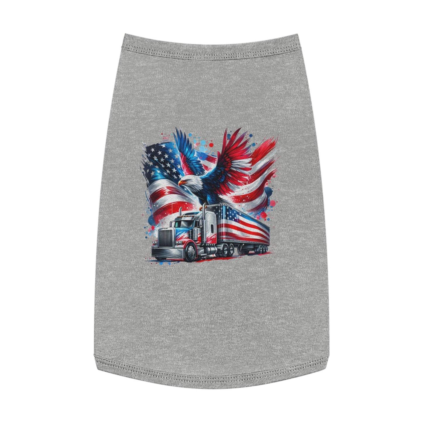 Princess Grace Patriotic Pet Tank Top with Eagle and Truck Design