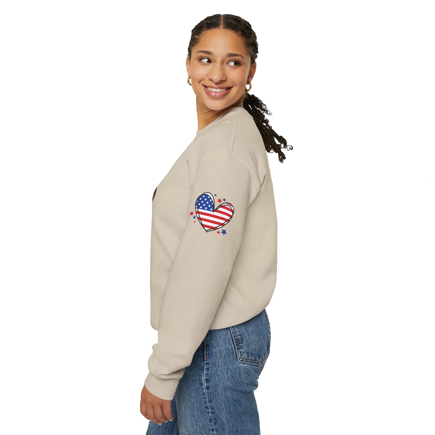 Princess Grace Patriotic Heart Crewneck Sweatshirt