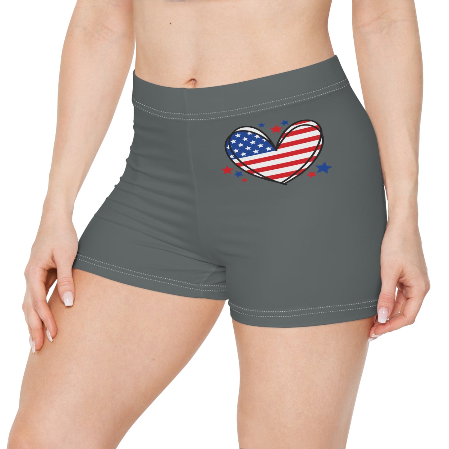 Princess Grace Patriotic Women's Shorts with Love Heart Design