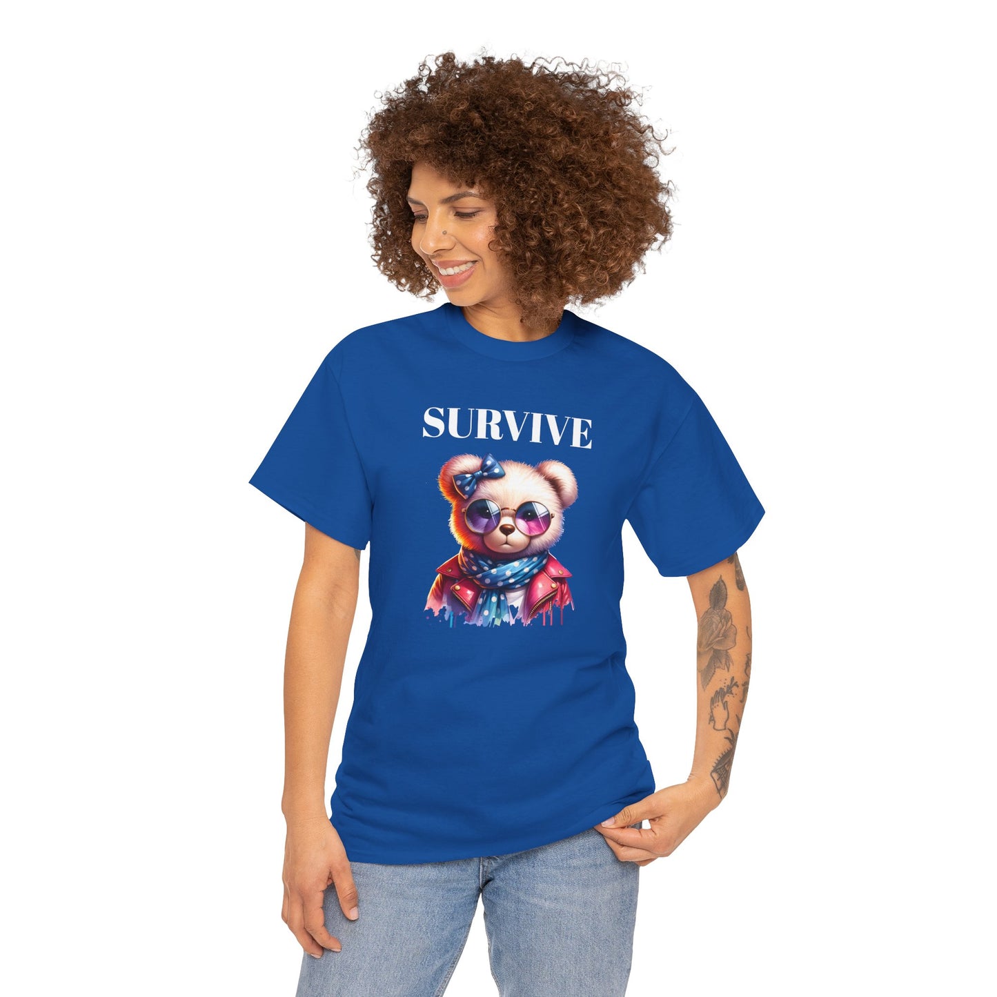 Princess Grace Cute Panda Illustration "Survive" Unisex Heavy Cotton Tee