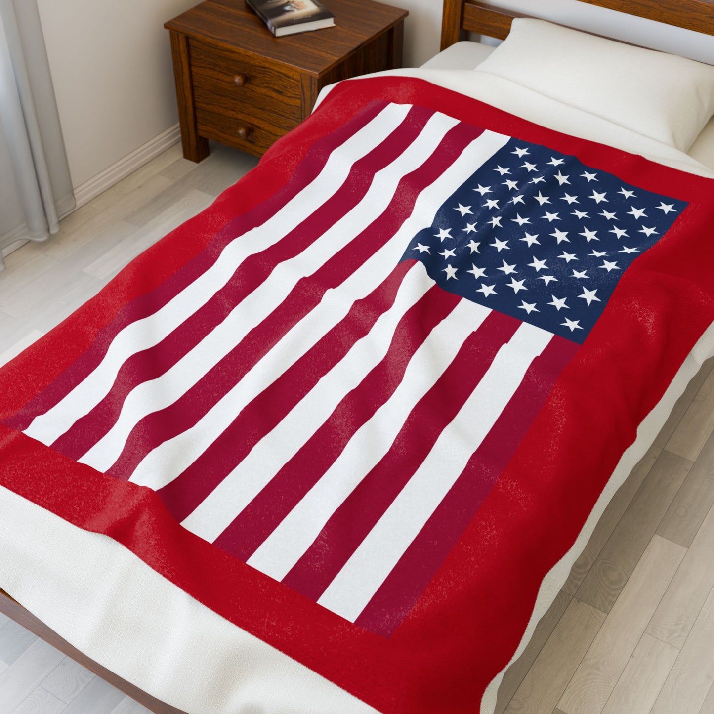 Princess Grace Patriotic Velveteen Plush Blanket Perfect for Holidays & Cozy Gatherings
