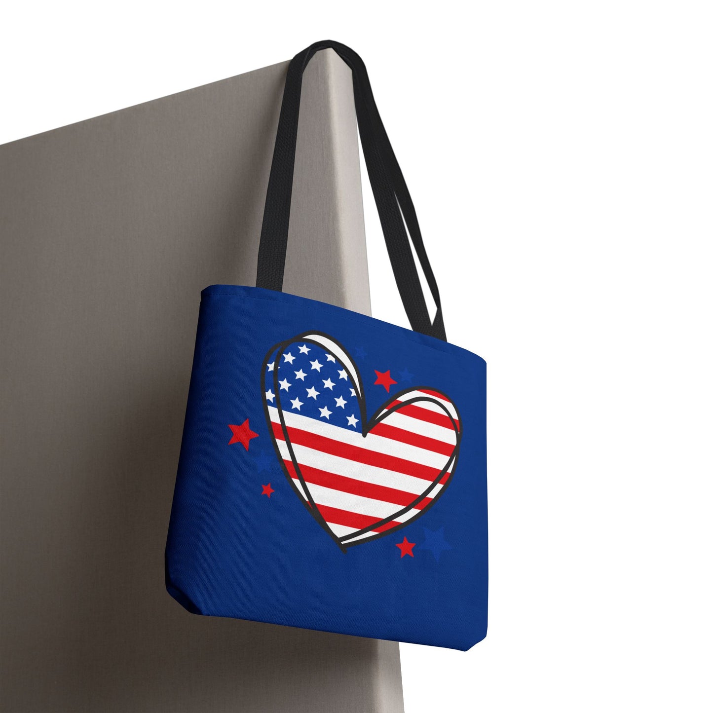 Princess Grace Patriotic Heart Tote Bag USA Flag Design for Independence Day