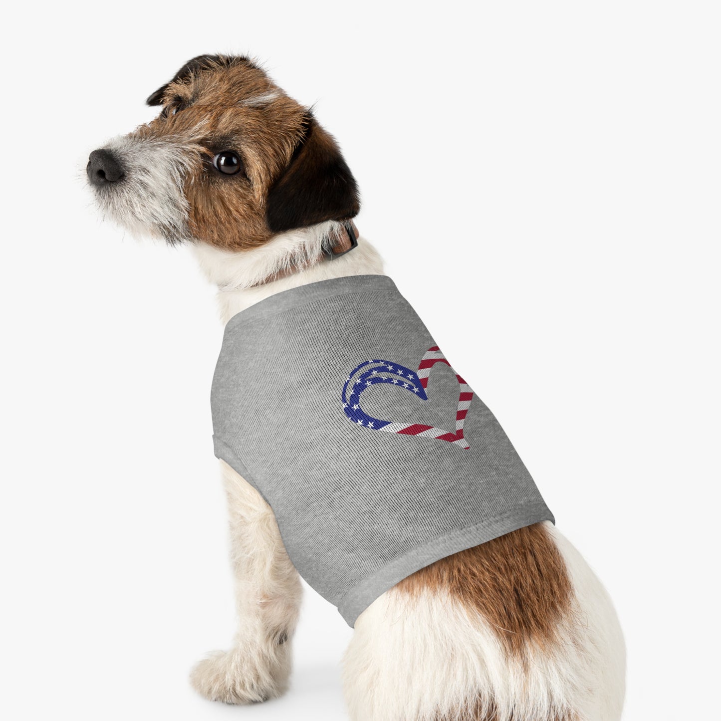 Princess Grace Patriotic Heart Pet Tank Top American Flag Design for Dogs & Cats