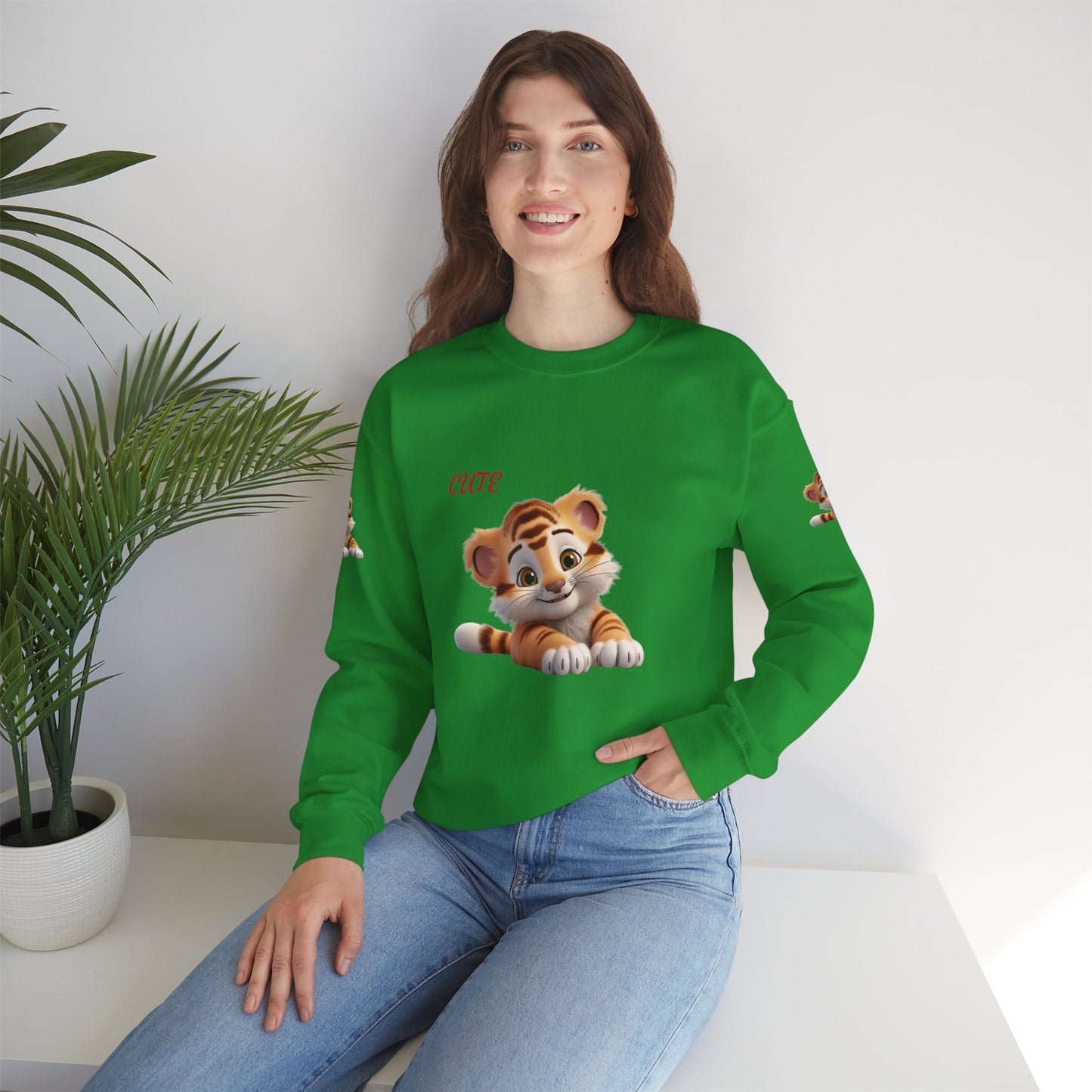 Princess Grace Cute Tiger Graphic Sweatshirt Unisex Heavy Blend Crewneck