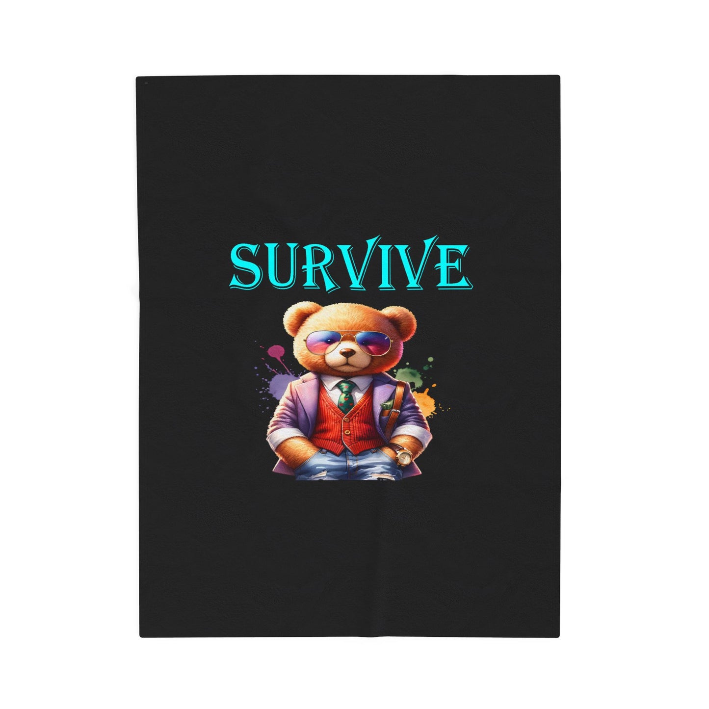 Princess Grace Survive Bear Plush Blanket Cozy Velveteen Throw for Comfort & Style